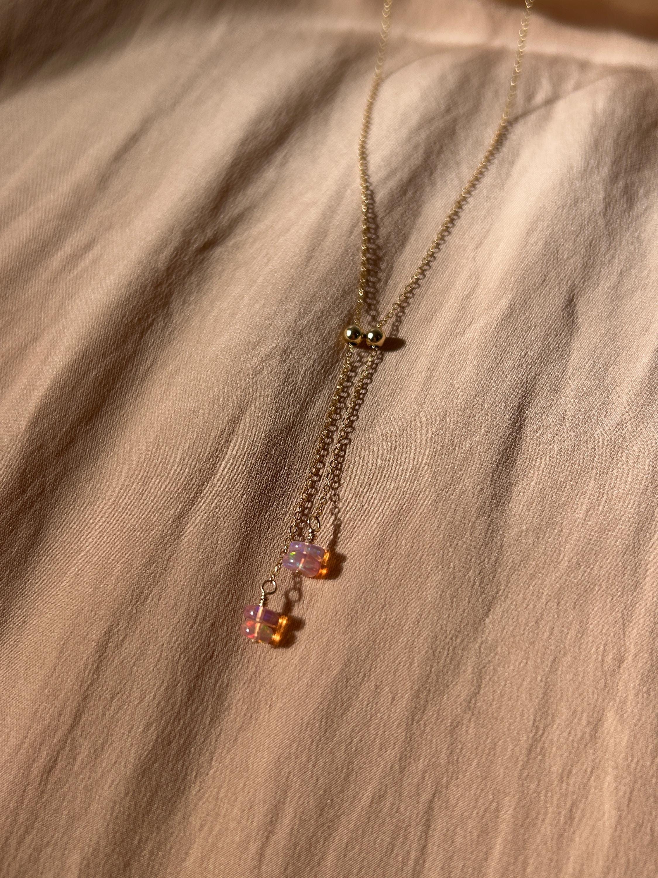 Opal Rain Orbs Adjustable Necklace ~ 14kt Gold Fill