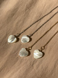 Mother of Pearl Heart Threader Earrings ~ Steel Base
