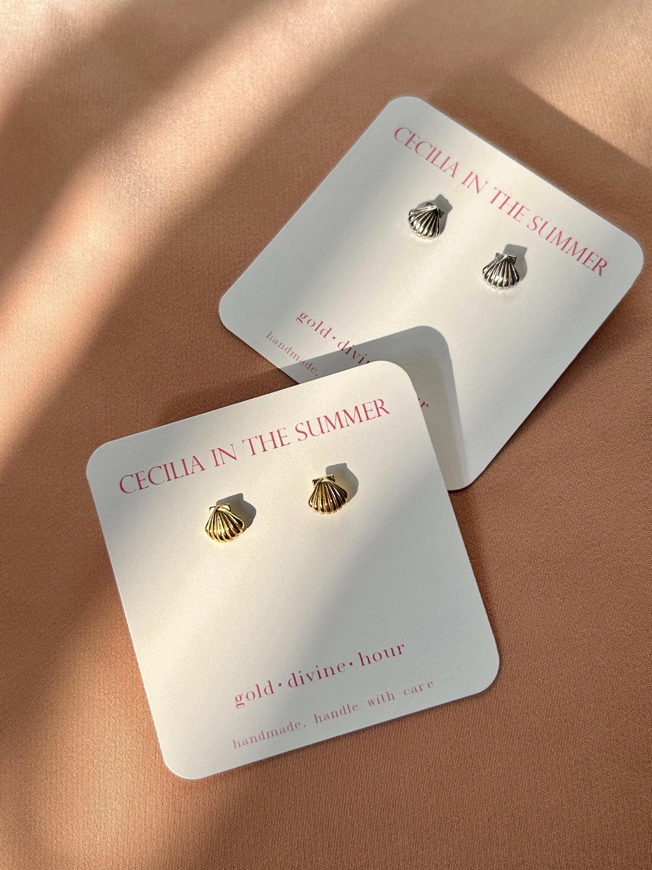 Ocean Clam Shell Stud Vermeil Earrings