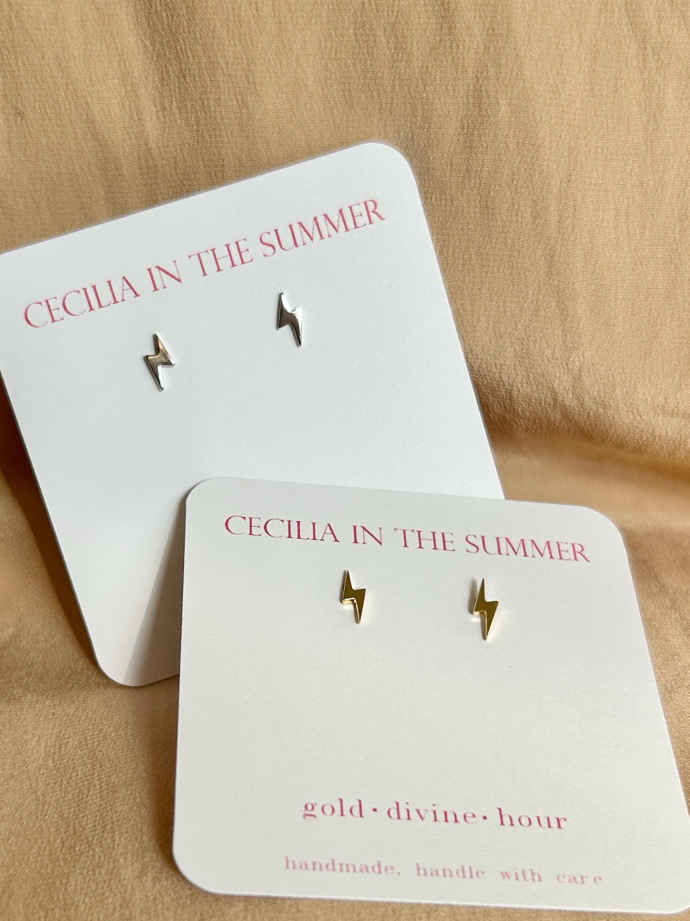 Erica Lightning Bolt Stud Vermeil Earrings
