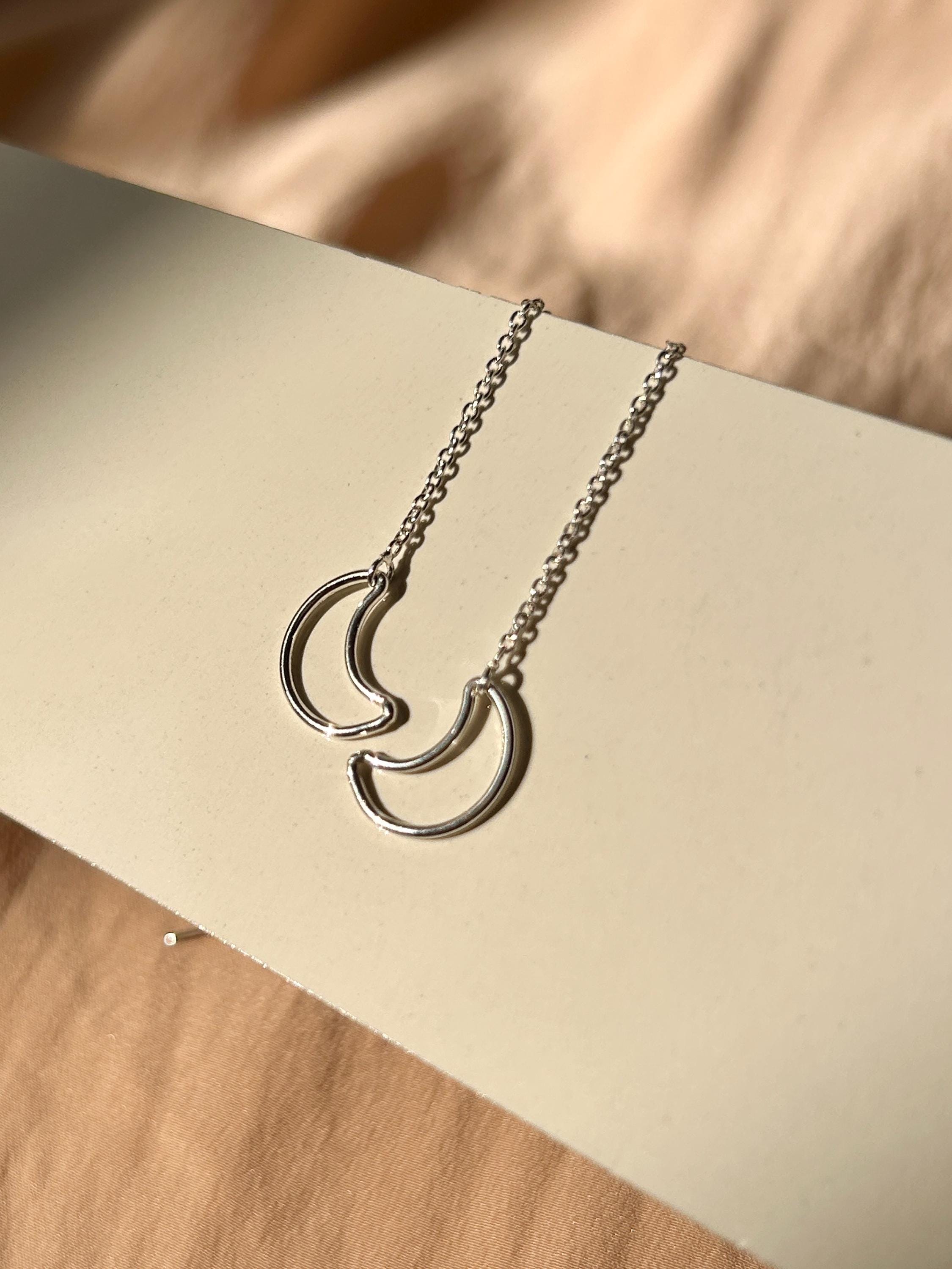 Outline Moon Threader Earrings
