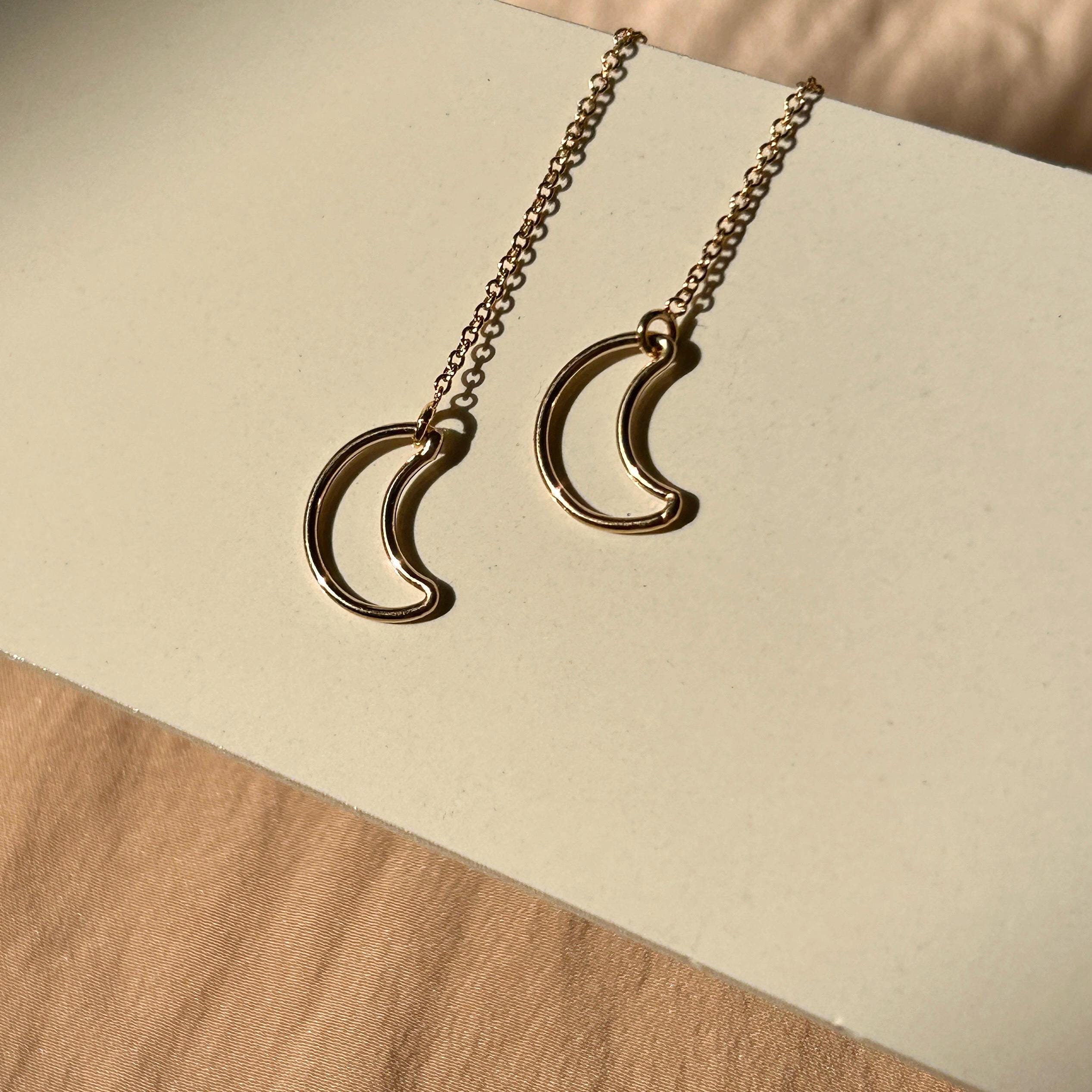 Outline Moon Threader Earrings