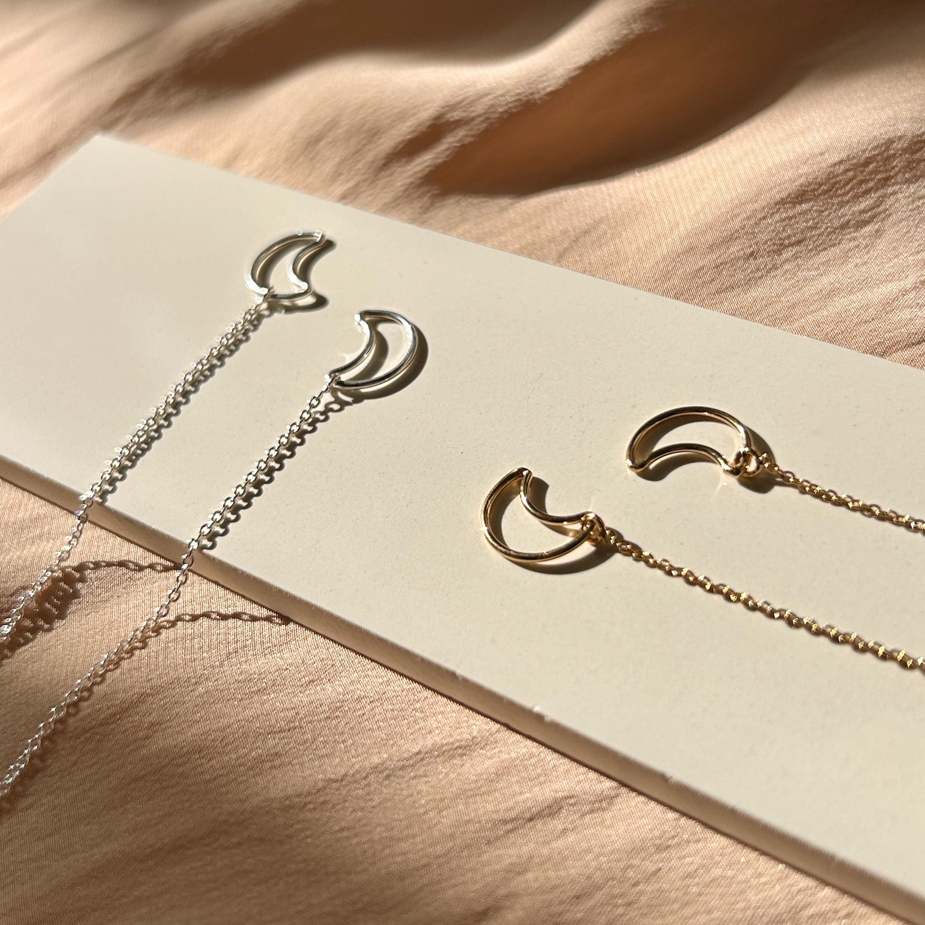Outline Moon Threader Earrings