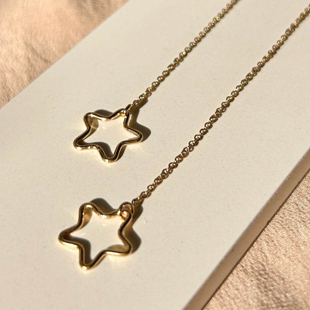 Outline Star Threader Earrings