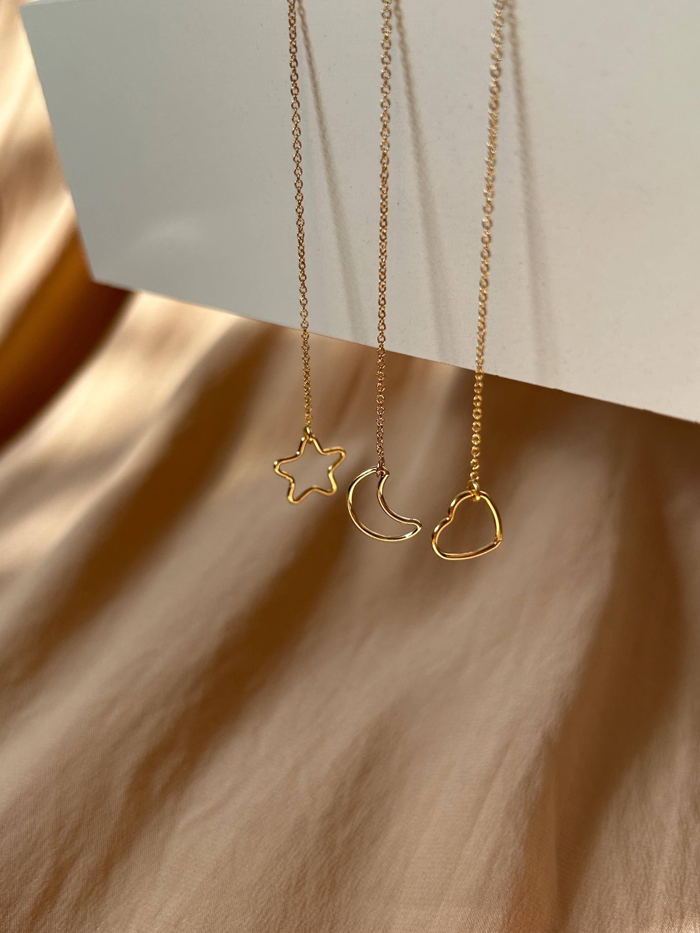 Outline Star Threader Earrings