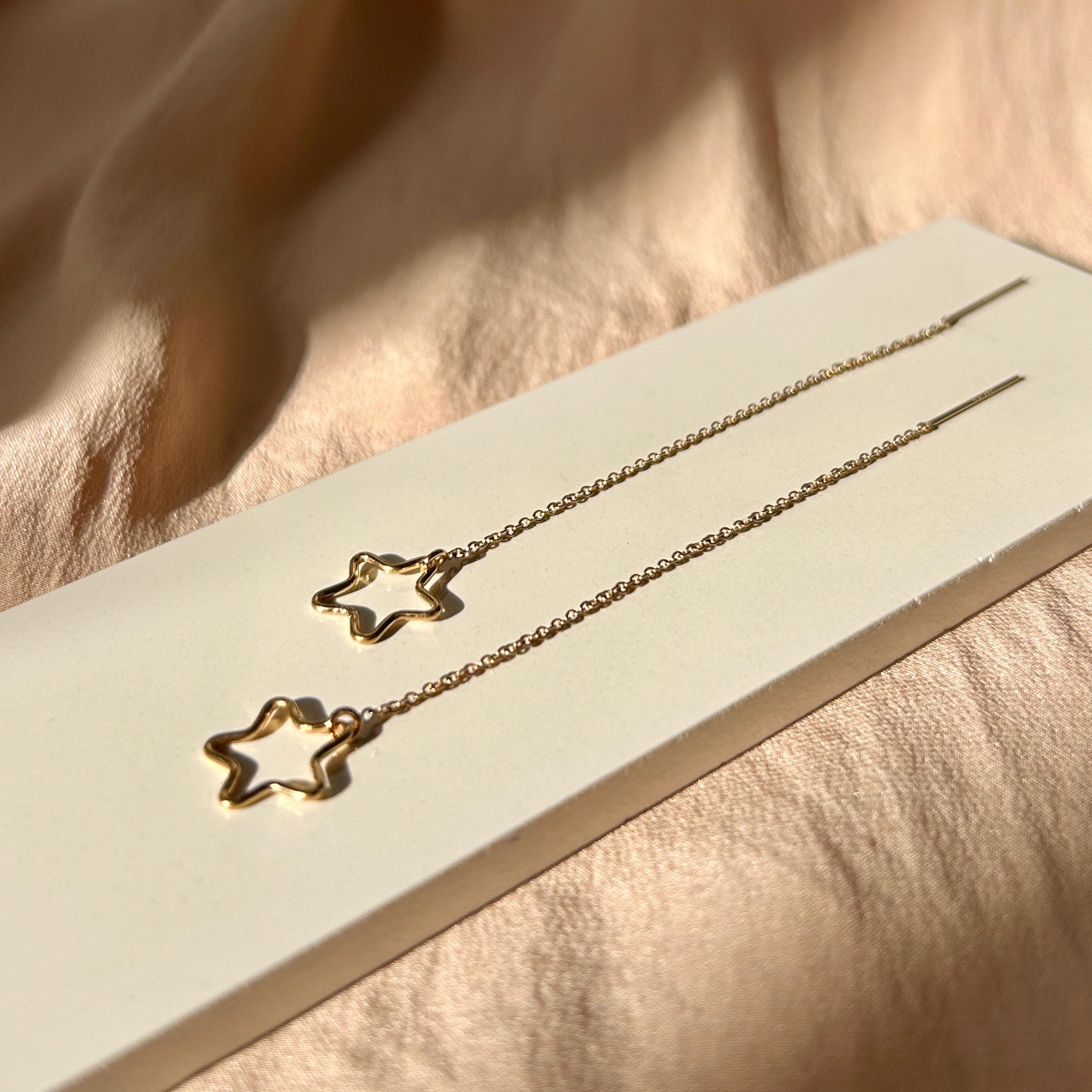 Outline Star Threader Earrings