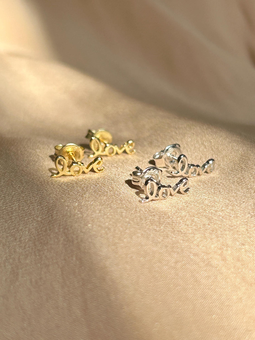 Love Written Letters Word Studs Stud Vermeil Earrings