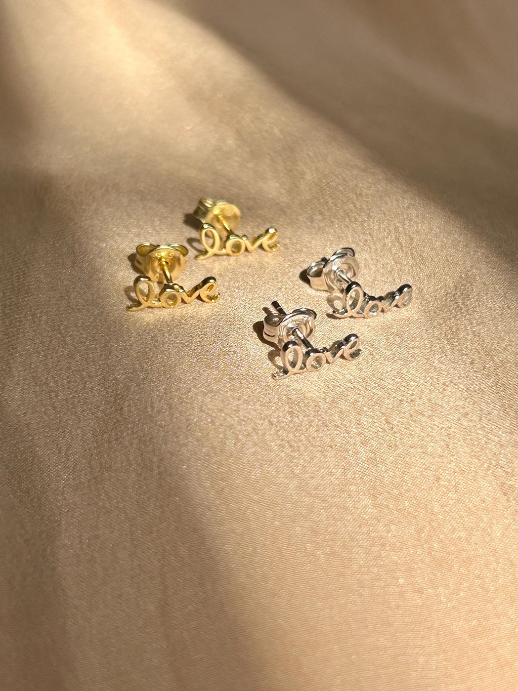 Love Written Letters Word Studs Stud Vermeil Earrings