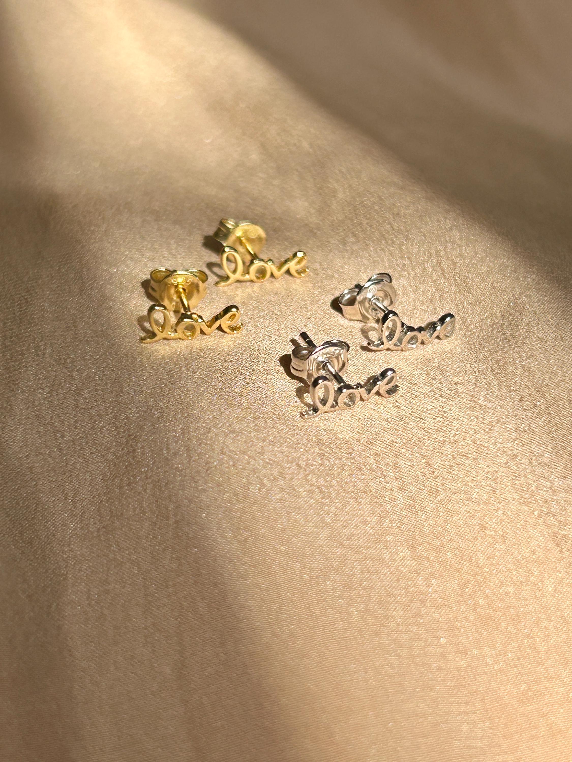Love Written Letters Word Studs Stud Vermeil Earrings