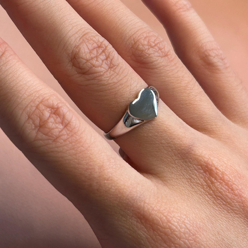 Heart Signet Sterling Silver Ring