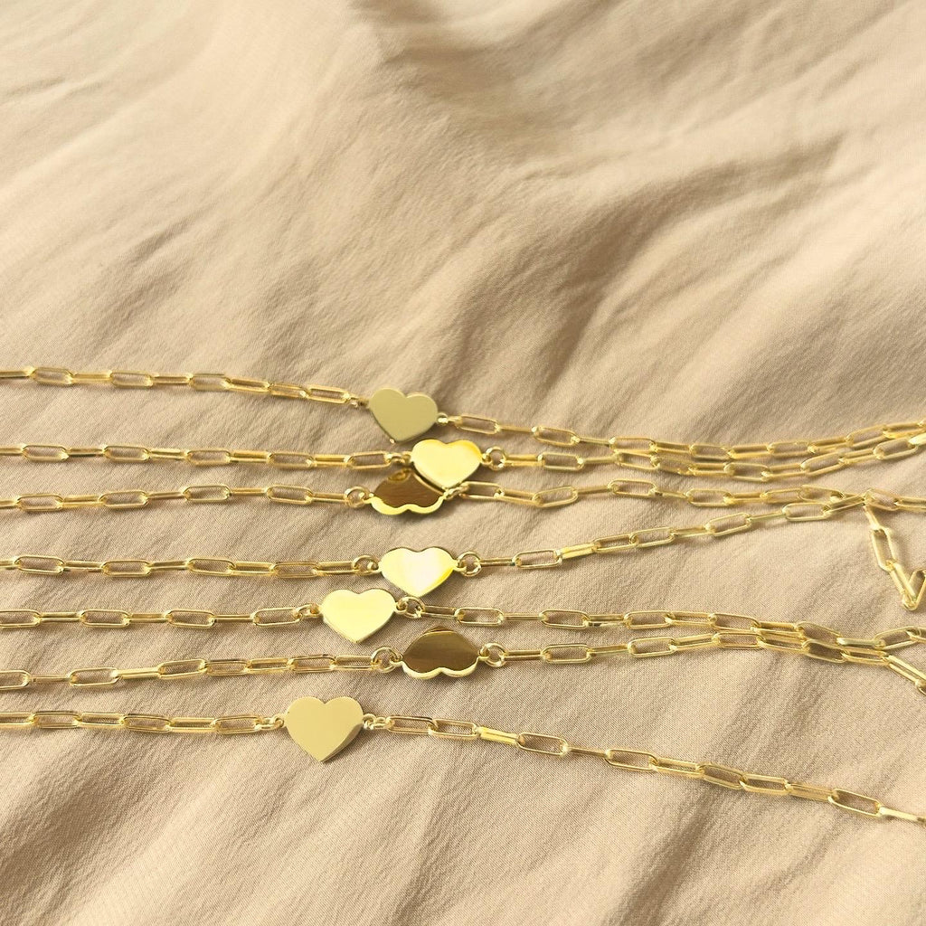 Heart Plate Paperclip Bracelet
