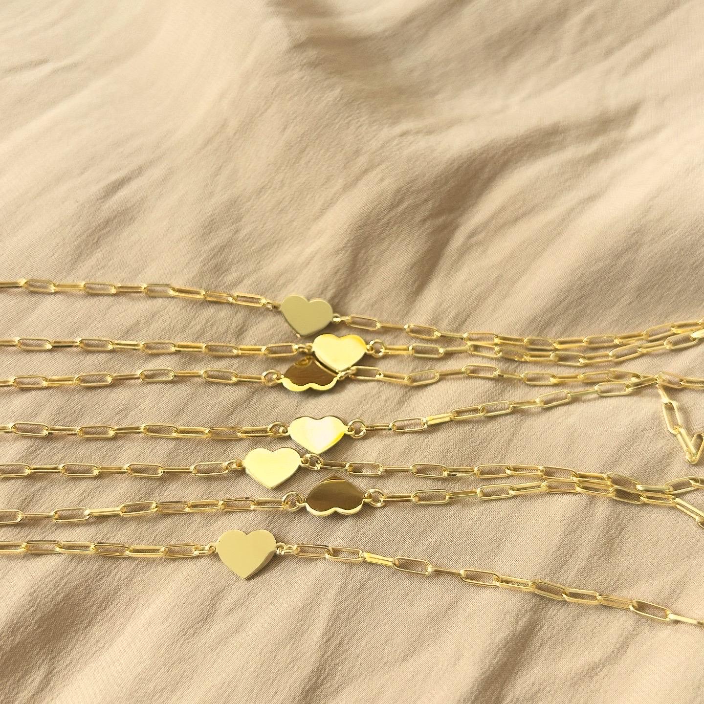 Heart Plate Paperclip Bracelet