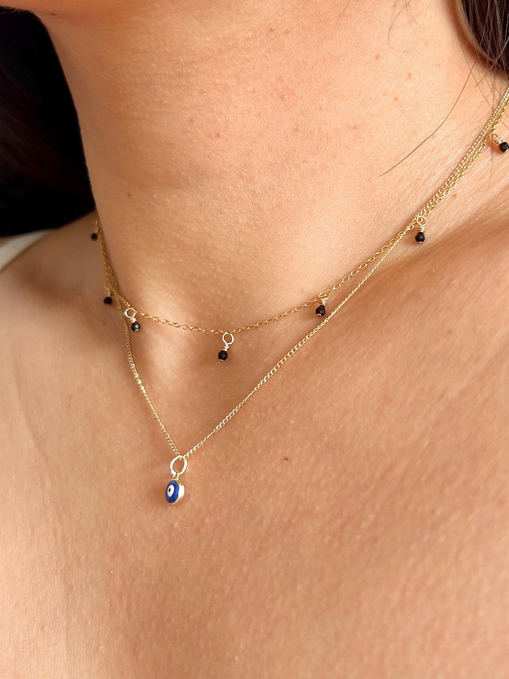 Mimi White Nazar Evil Eye Pendant ~ Vermeil Necklace