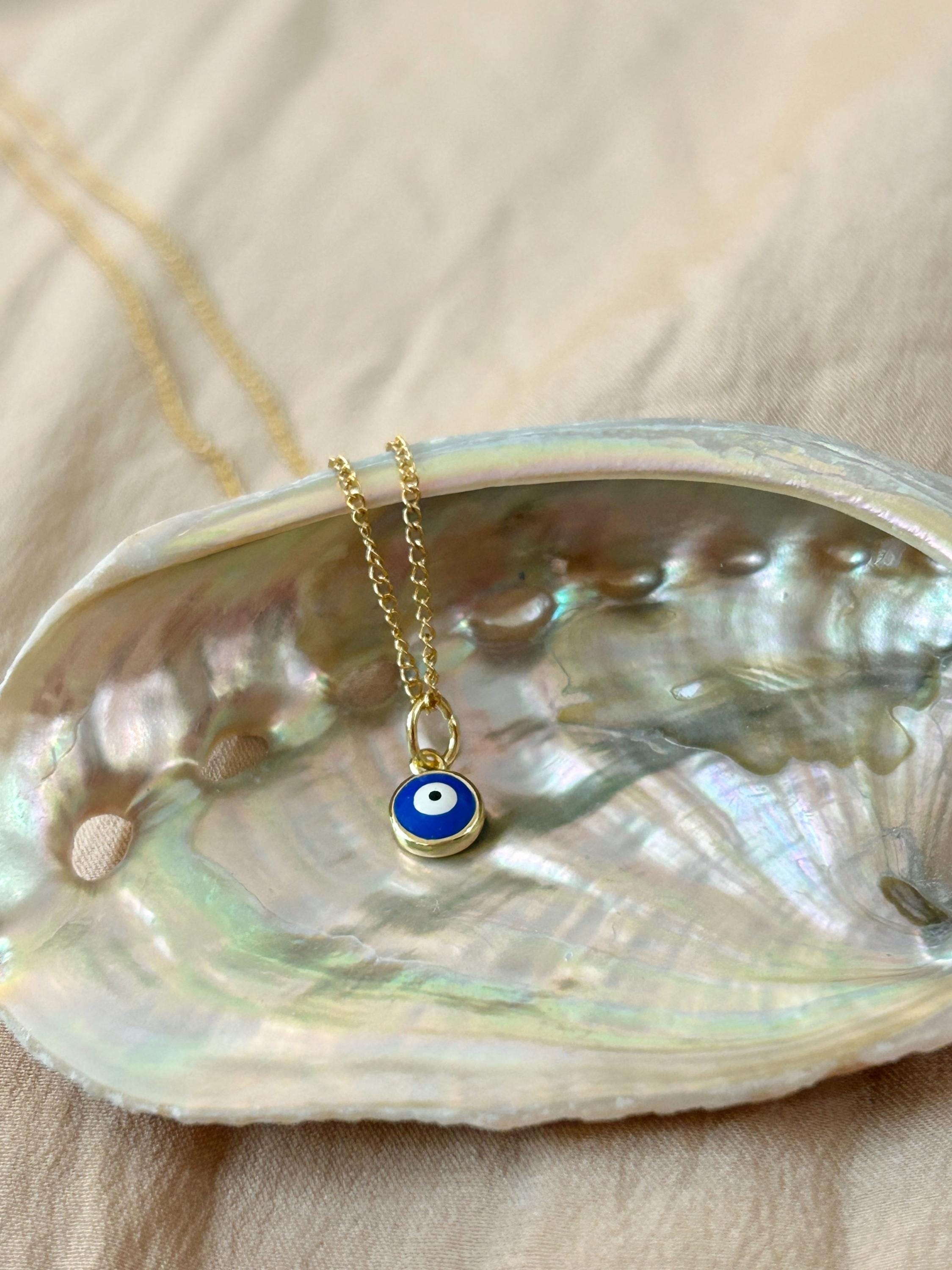 Mimi White Nazar Evil Eye Pendant ~ Vermeil Necklace