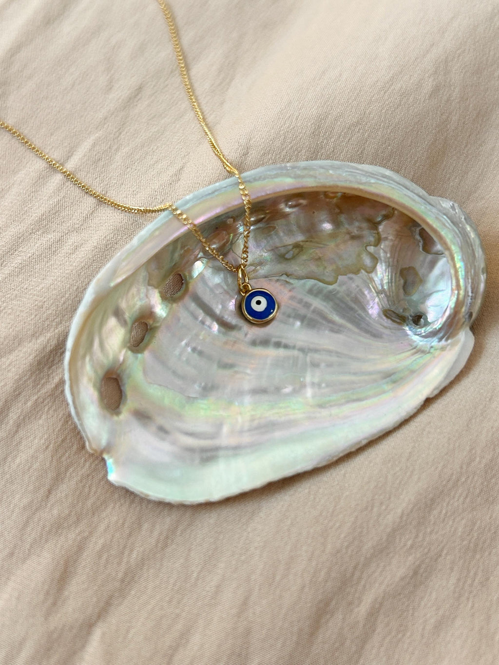 Mimi White Nazar Evil Eye Pendant ~ Vermeil Necklace