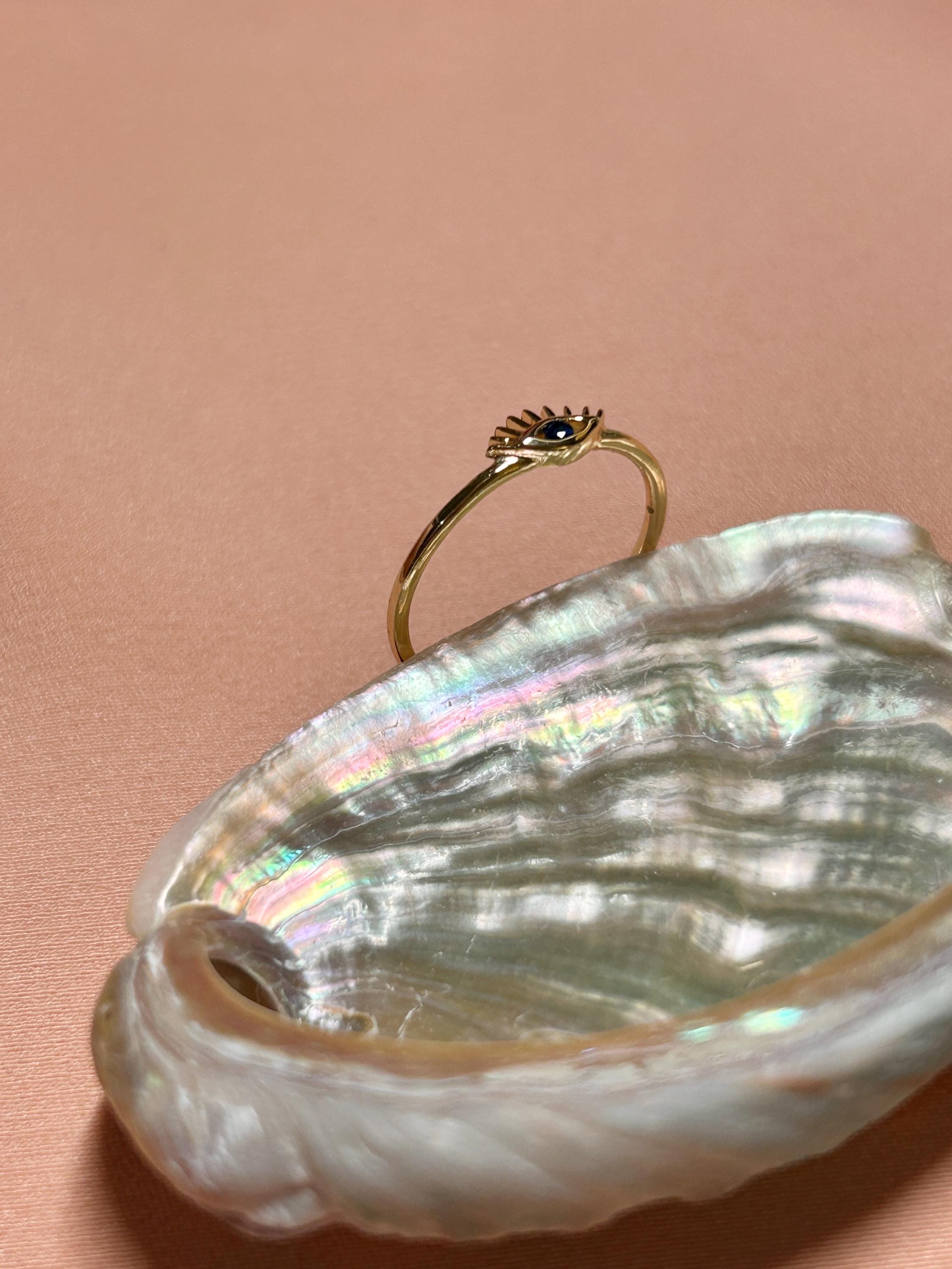 Mimi Blue Eye Nazar Ring ~ Vermeil Ring