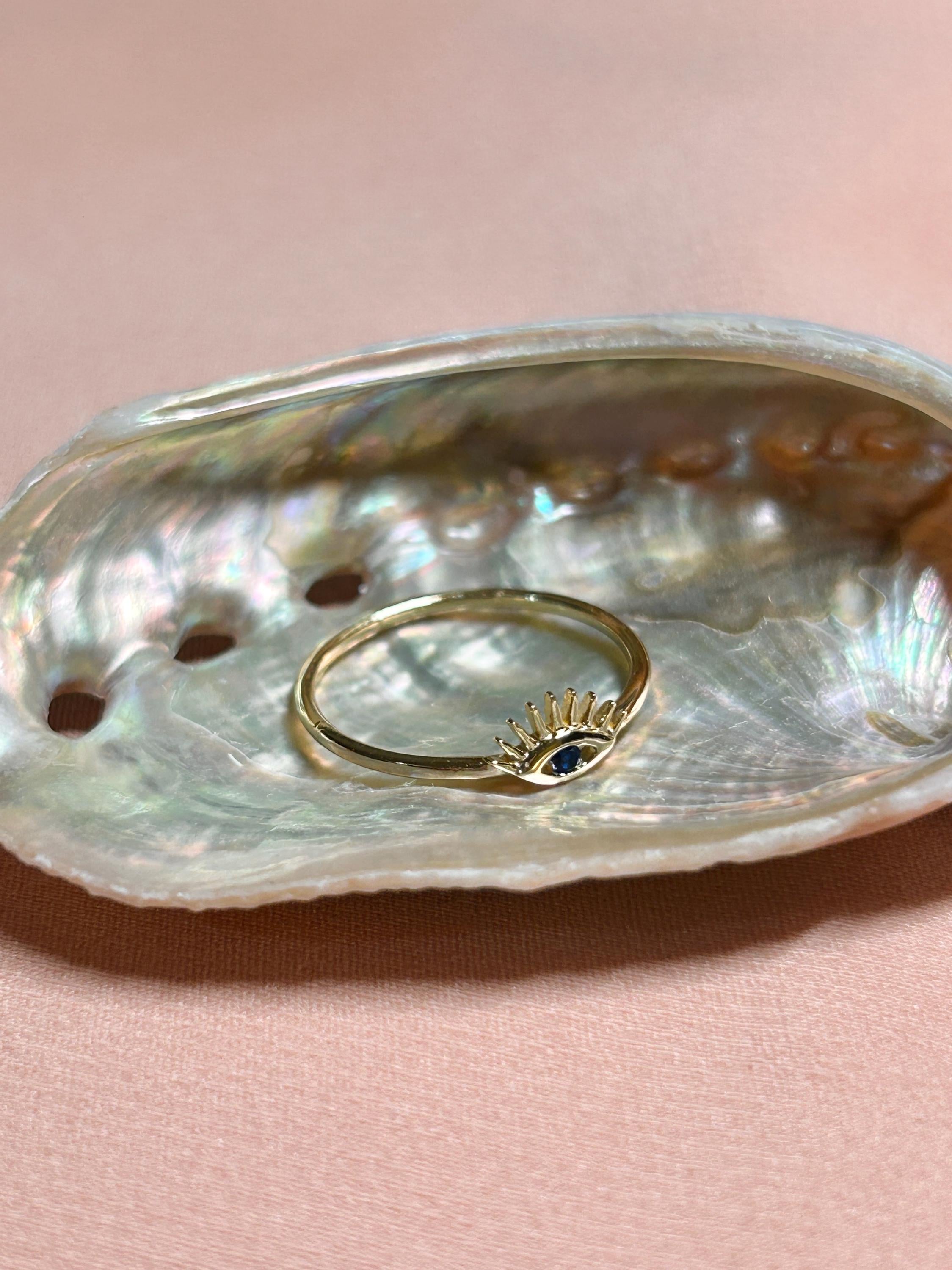 Mimi Blue Eye Nazar Ring ~ Vermeil Ring