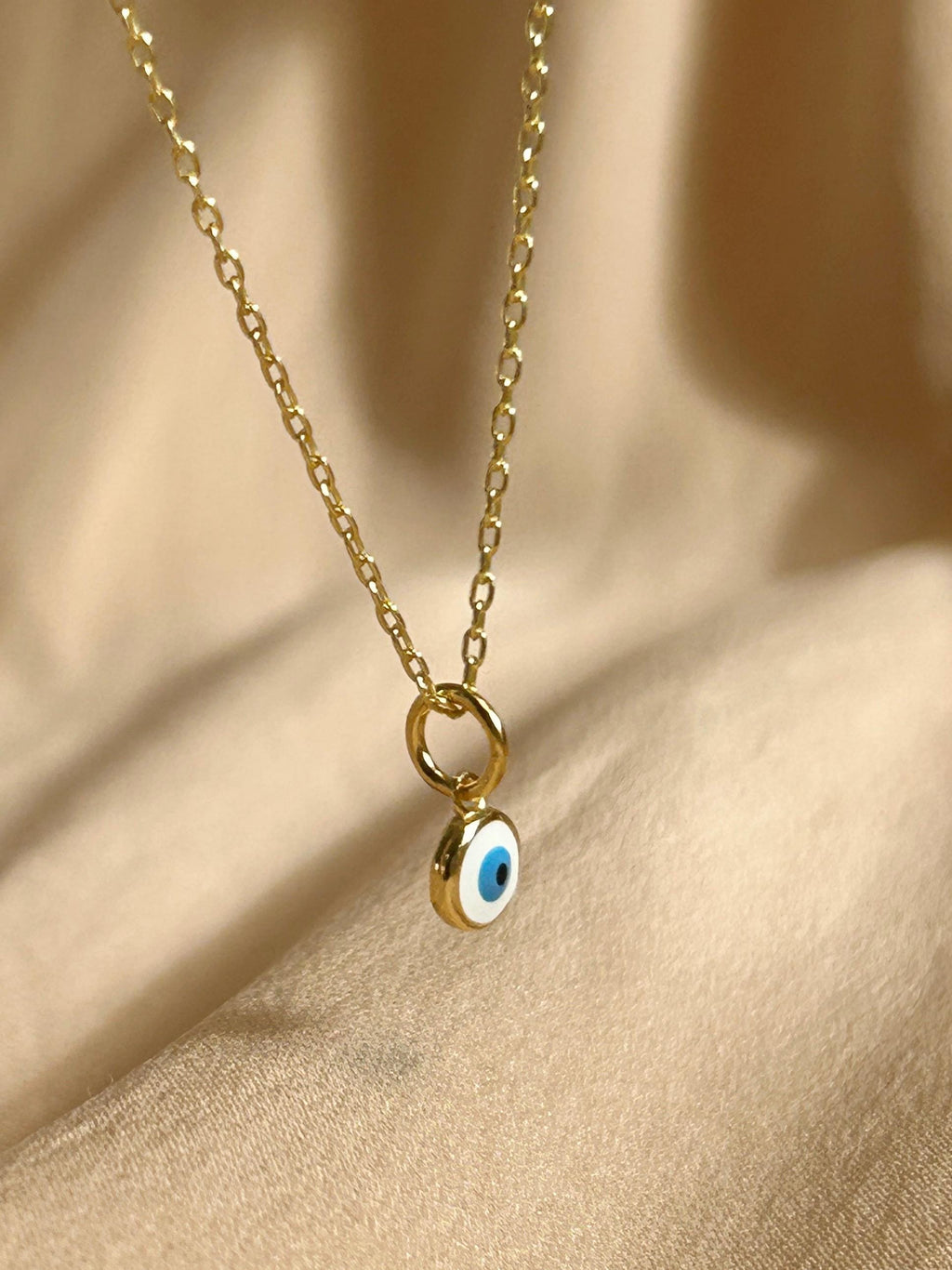 Mimi White Nazar Evil Eye Pendant ~ Vermeil Necklace