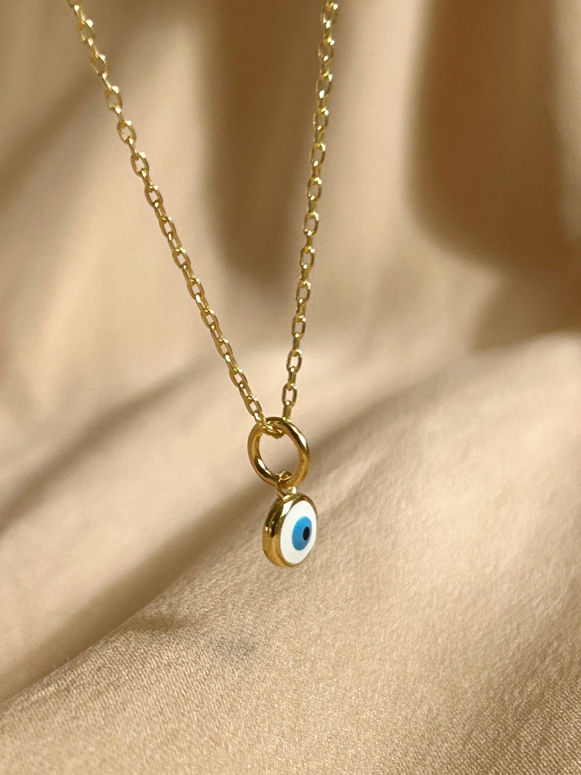 Mimi White Nazar Evil Eye Pendant ~ Vermeil Necklace