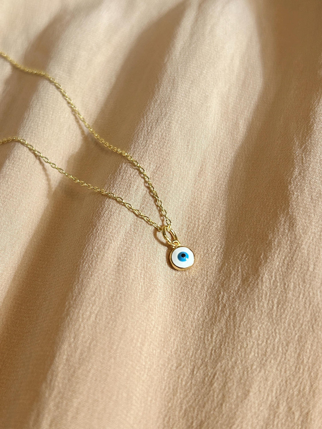 Mimi White Nazar Evil Eye Pendant ~ Vermeil Necklace