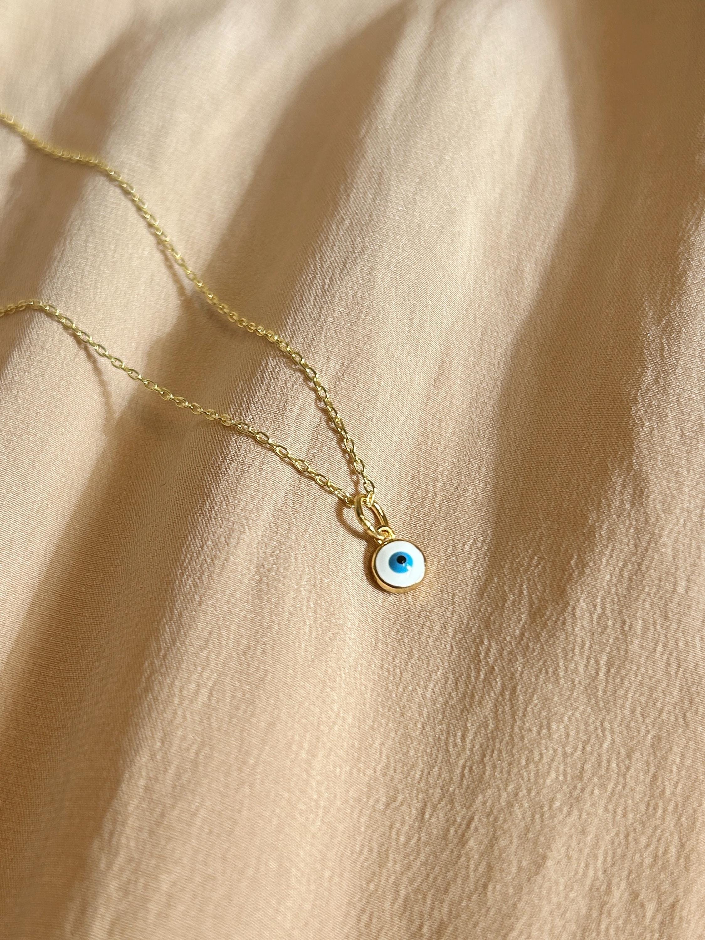 Mimi White Nazar Evil Eye Pendant ~ Vermeil Necklace
