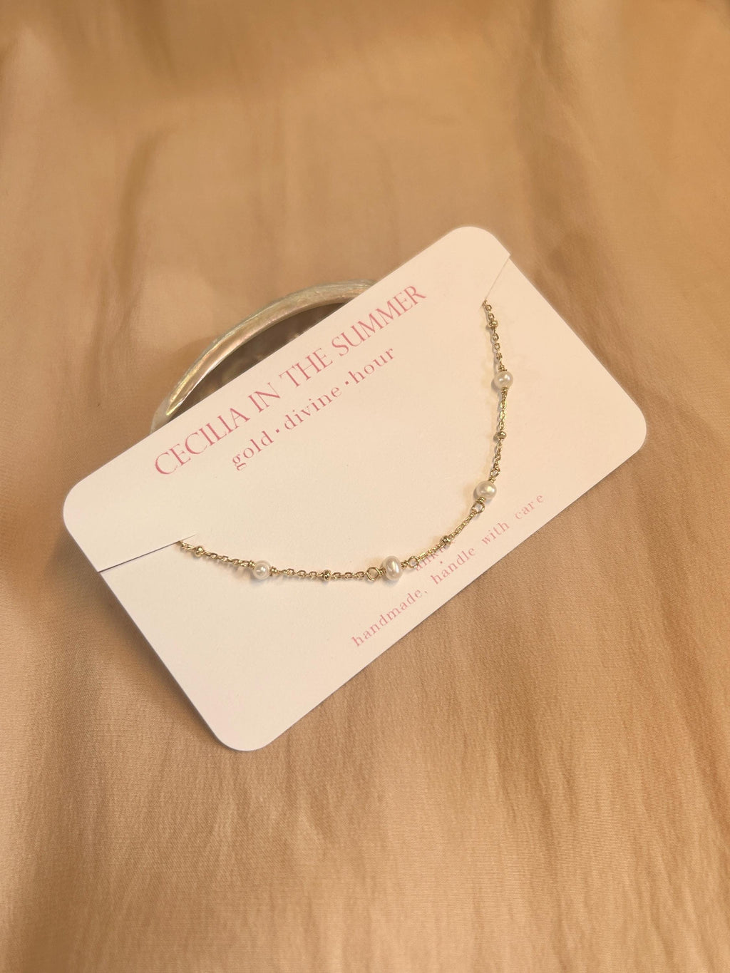 Pearl Golden Dots Anklet