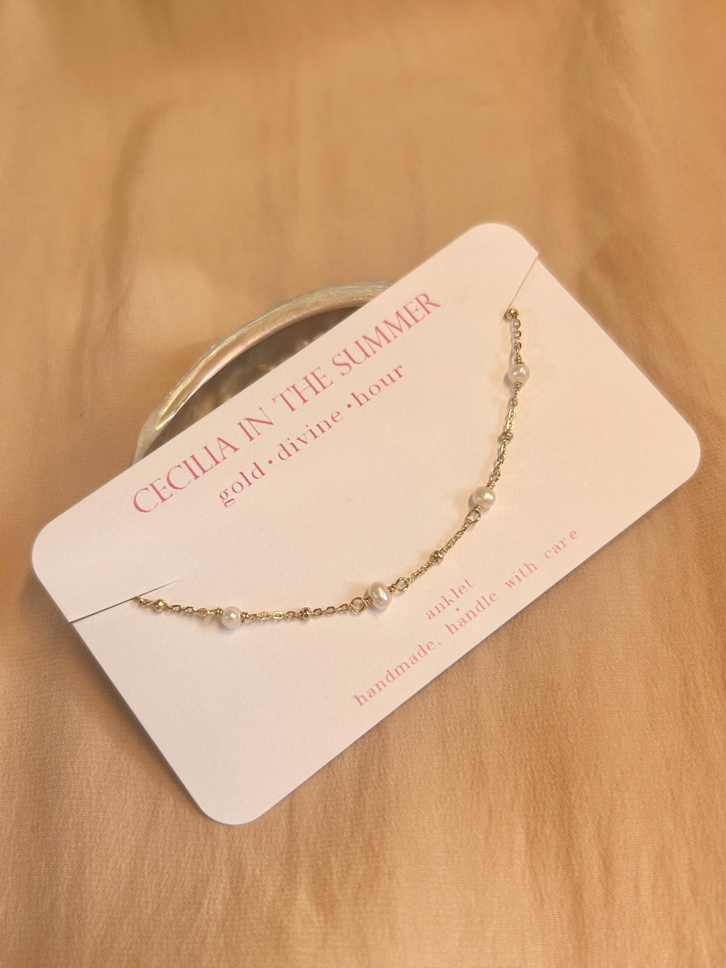 Pearl Golden Dots Anklet