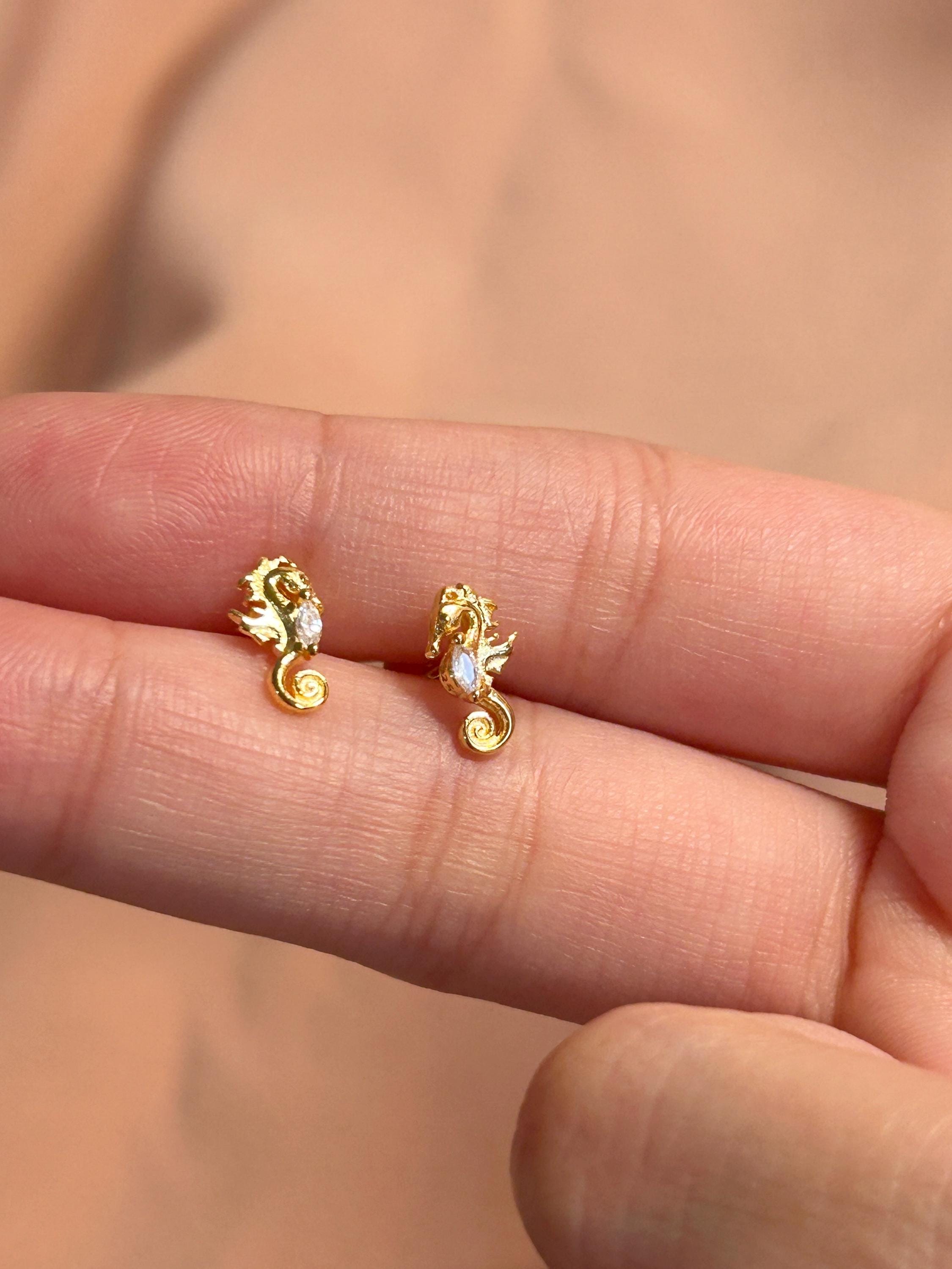 Ocean Seahorse Stud Earrings