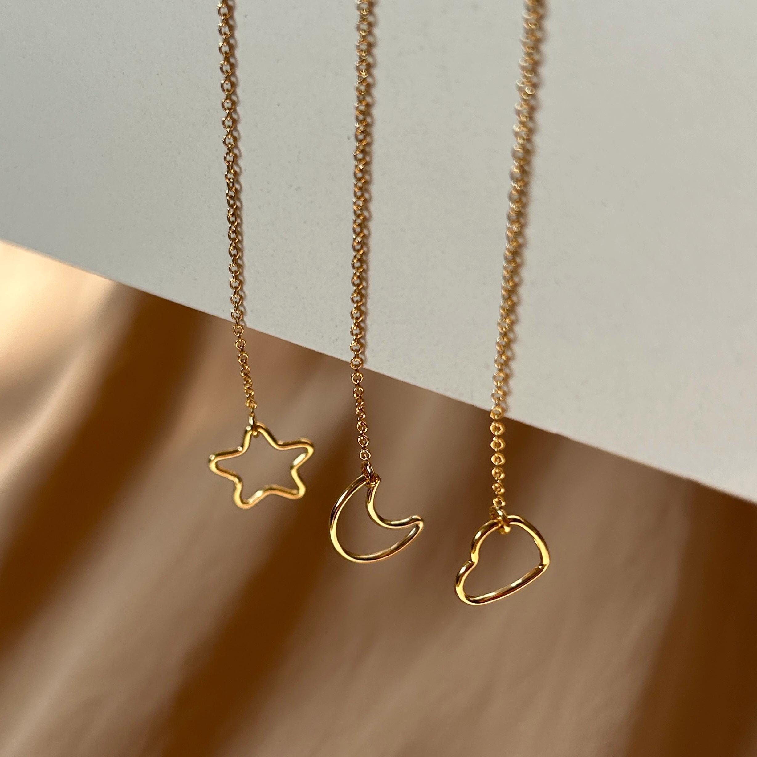 Outline Heart Threader Earrings