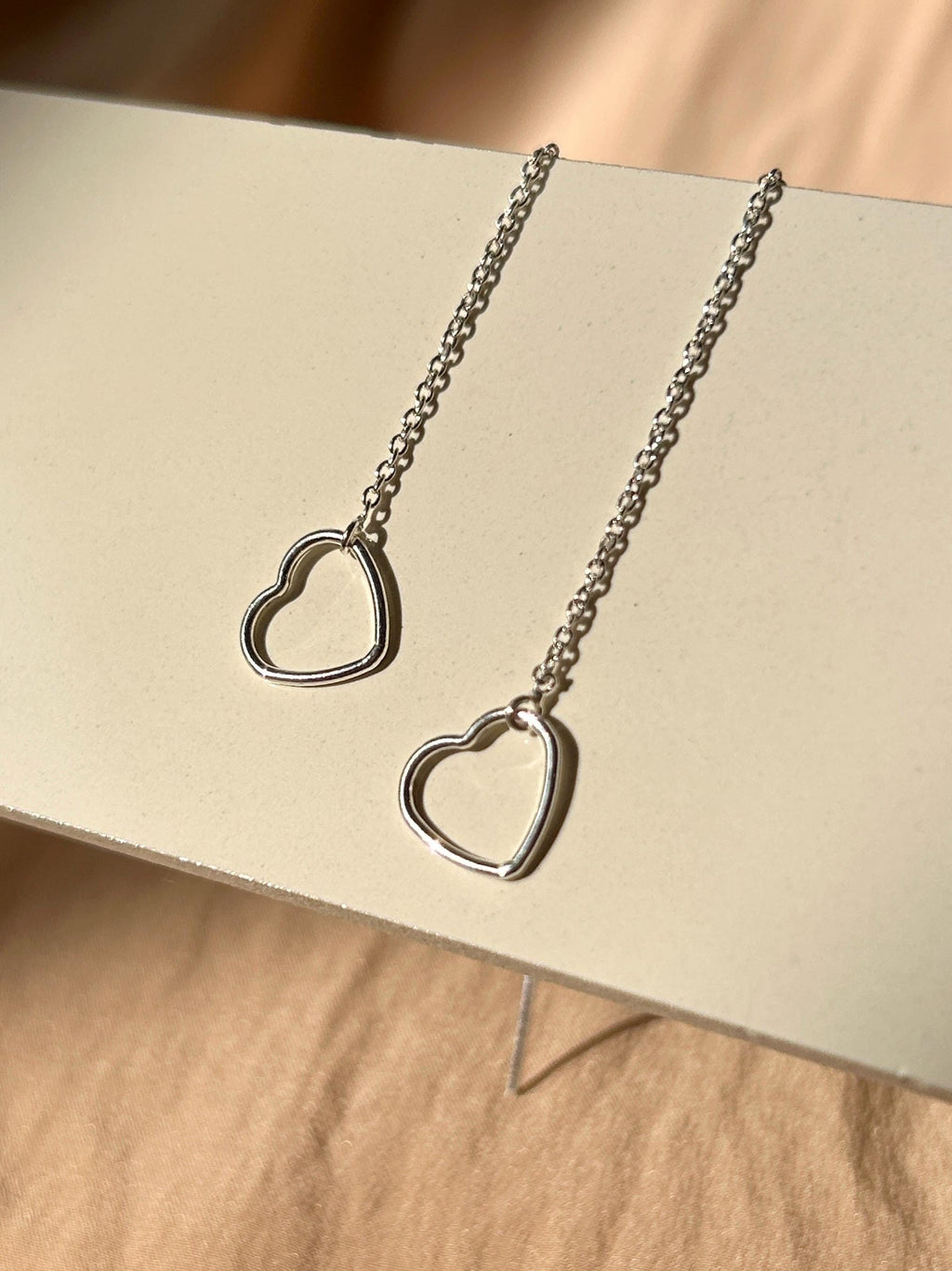 Outline Heart Threader Earrings