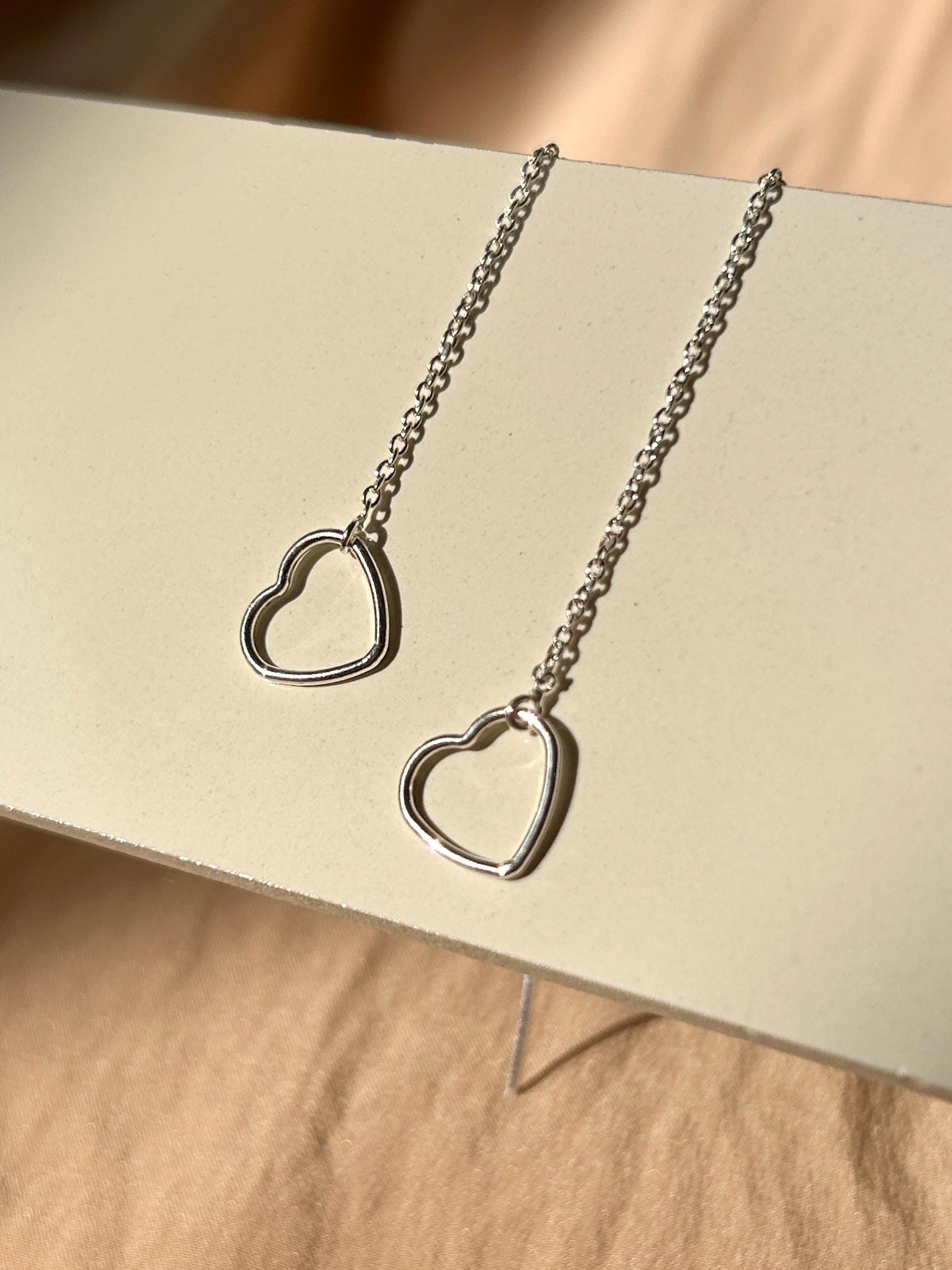 Outline Heart Threader Earrings