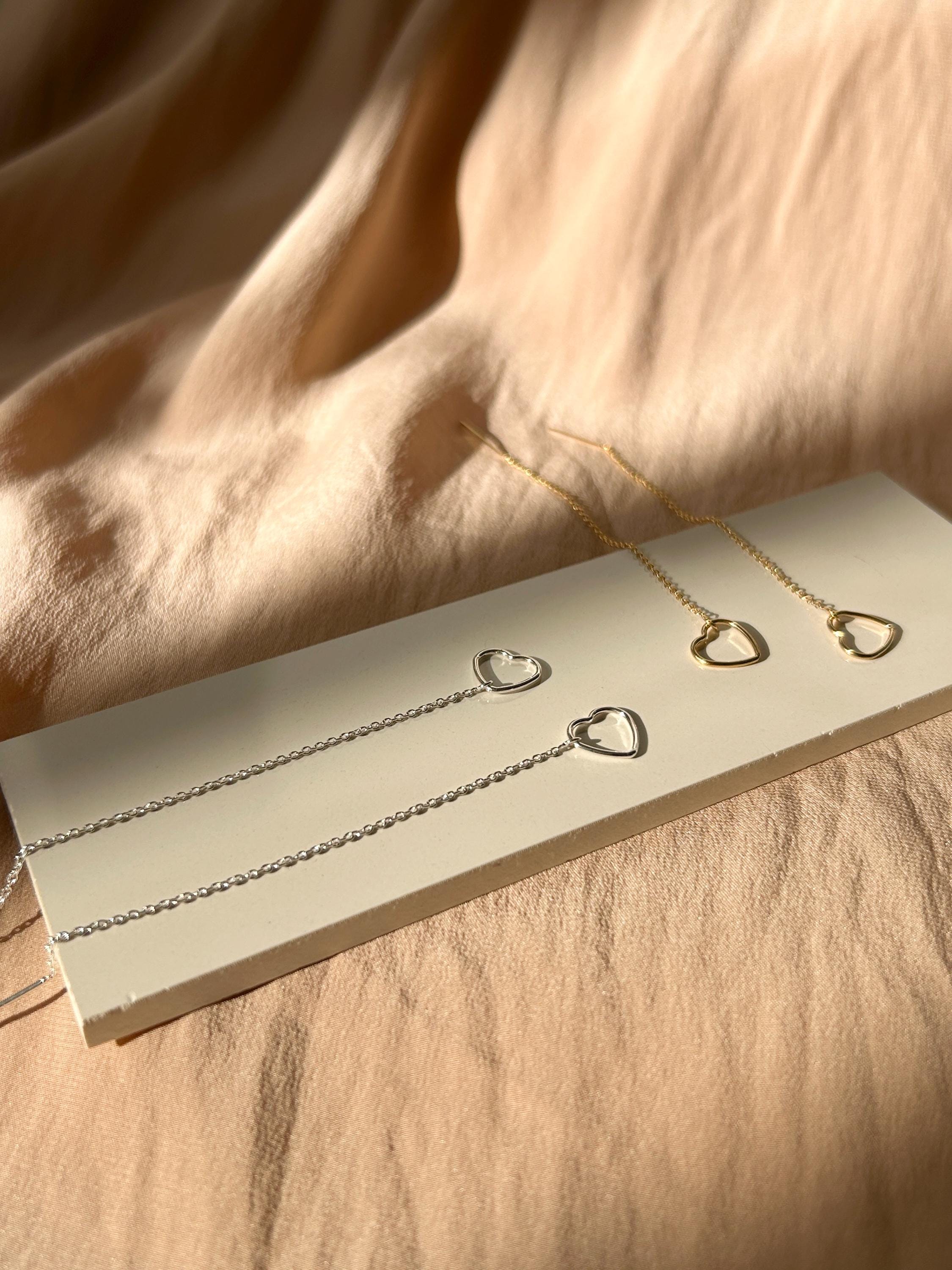 Outline Heart Threader Earrings