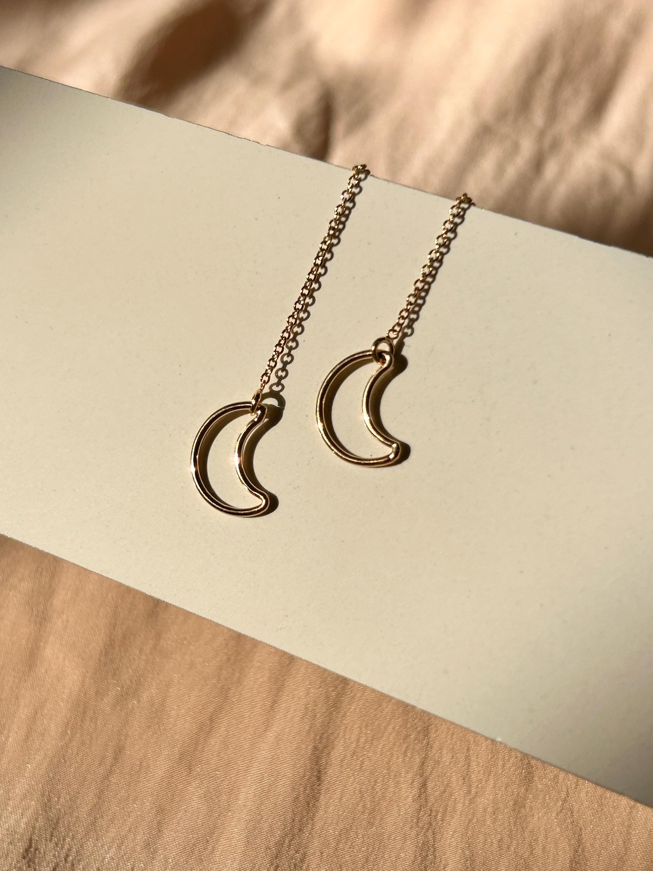 Outline Moon Threader Earrings