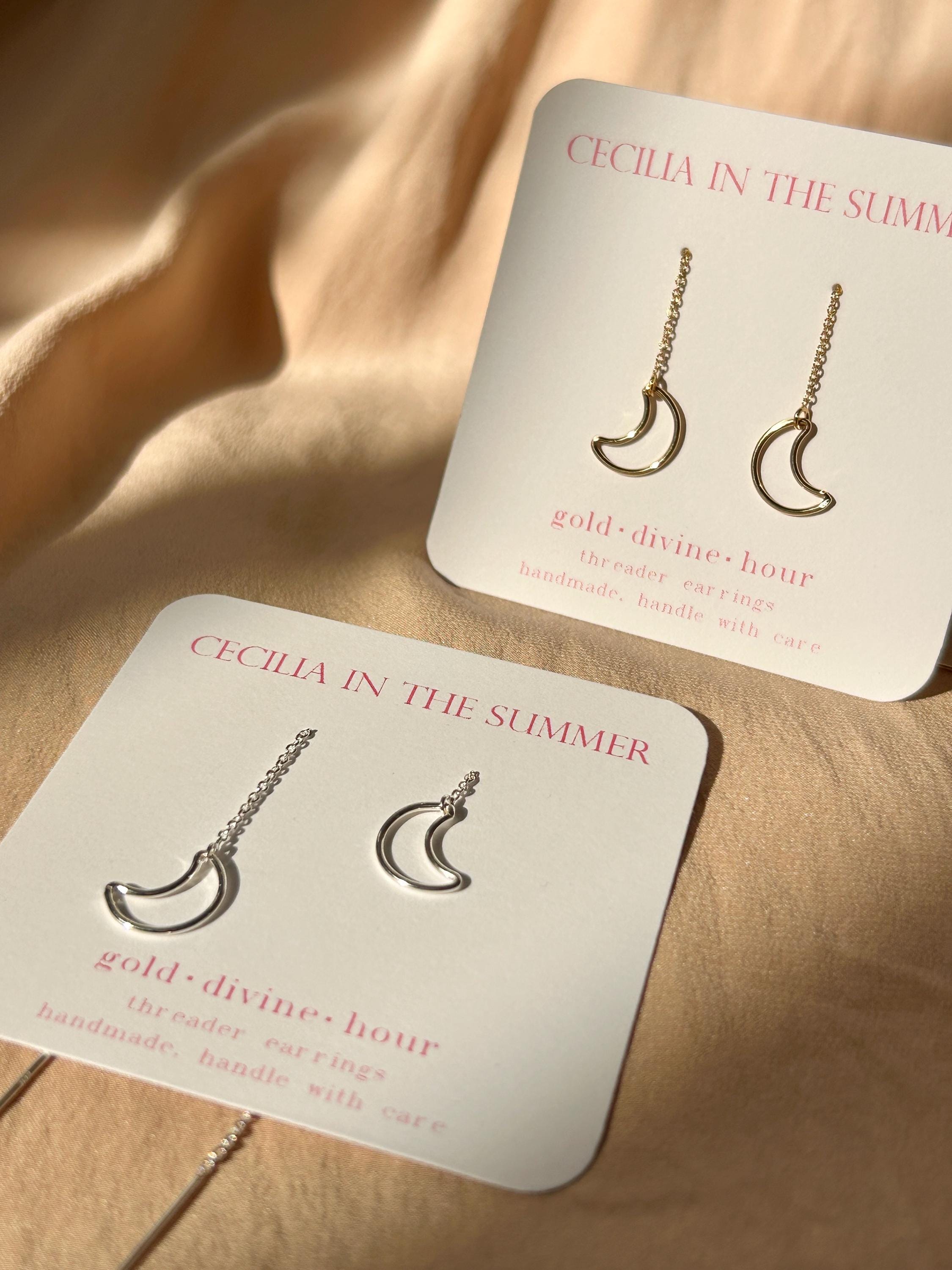 Outline Moon Threader Earrings