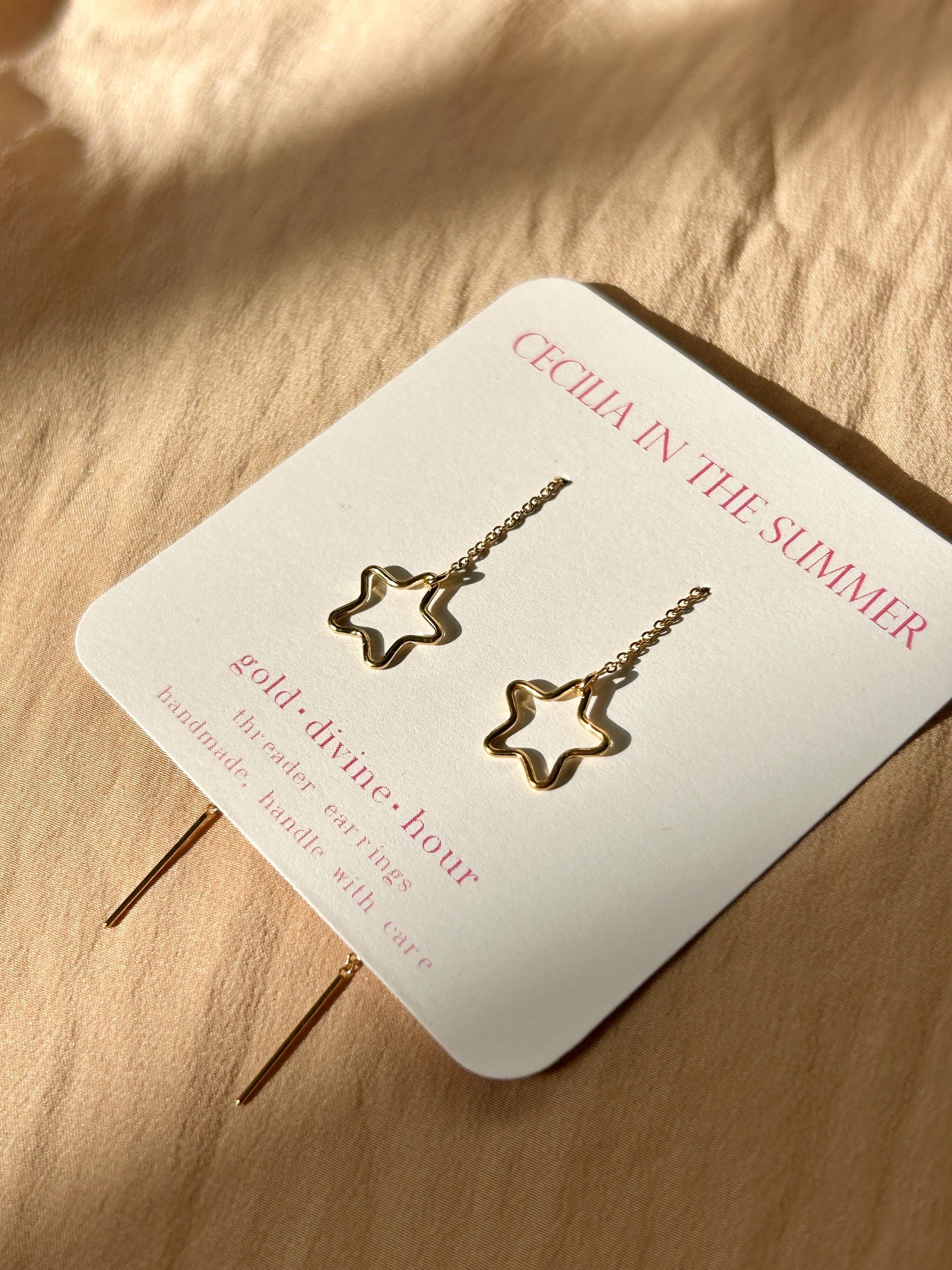 Outline Star Threader Earrings