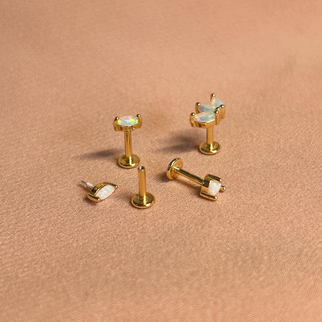 Opal Helix Flatback 1pc Earring