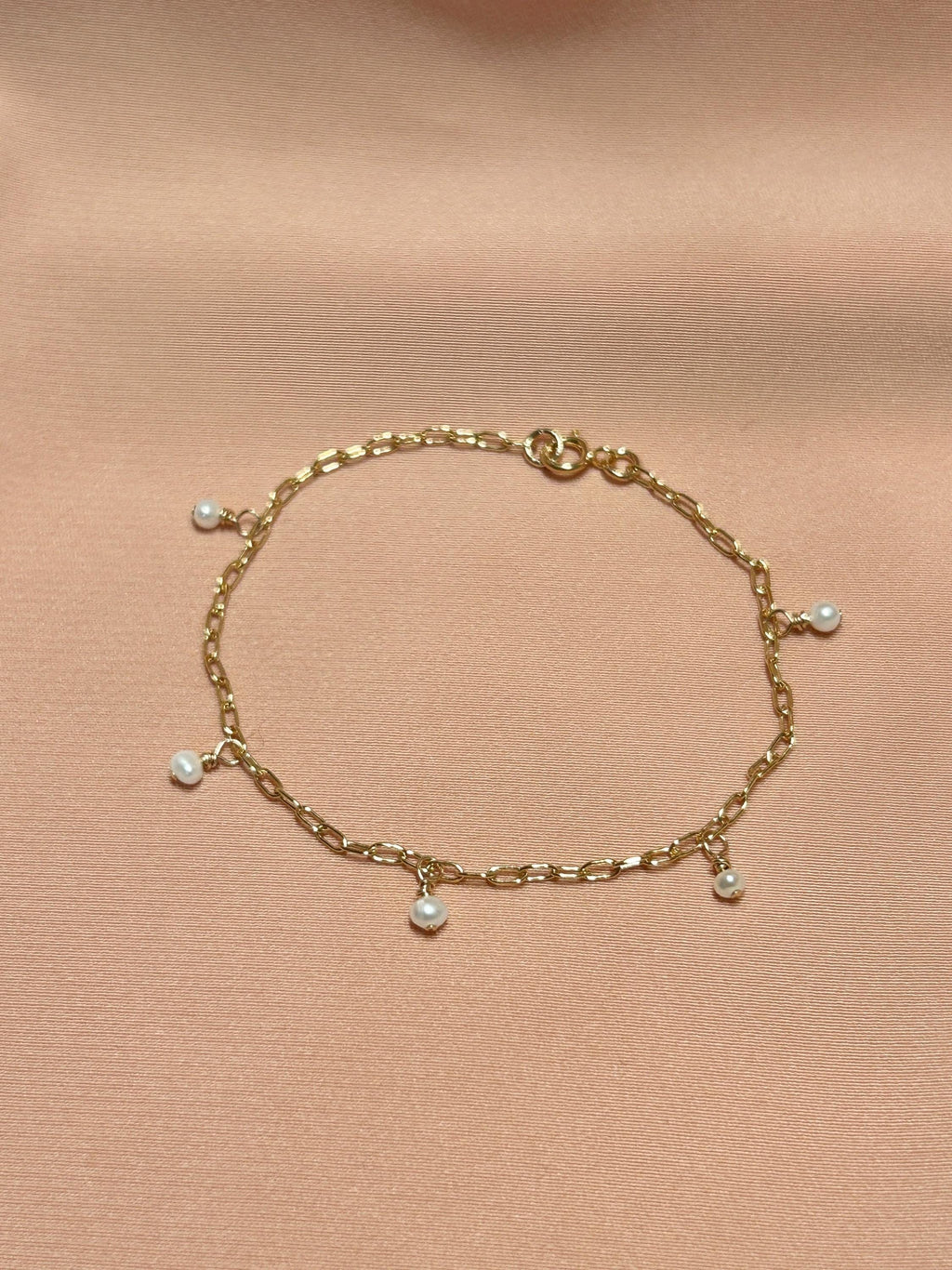 Pearl Paperclip Bracelet ~ 14kt Gold Fill