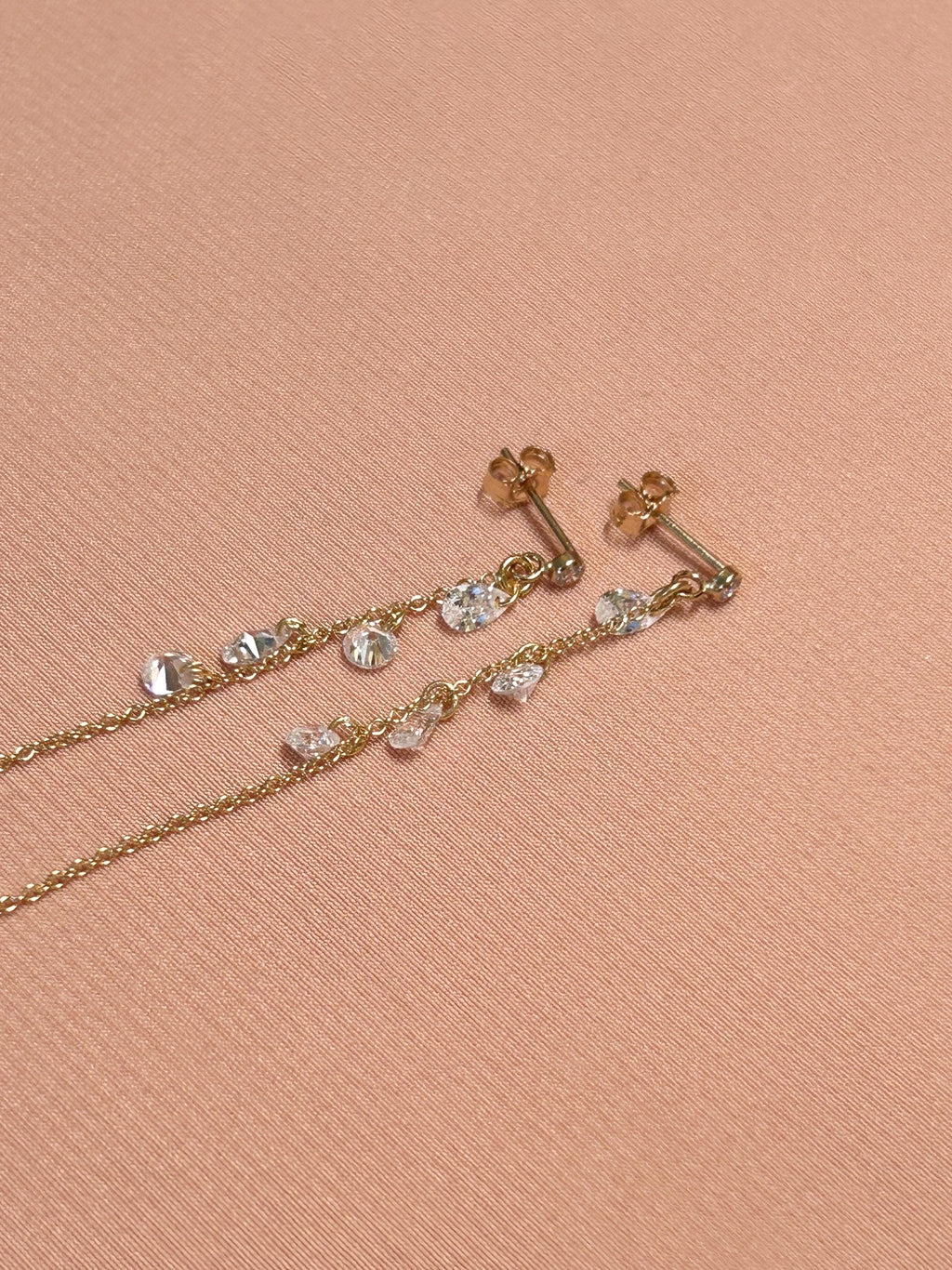 Stud-Threader Mariah CZ Gem Earrings ~ 14kt Gold Filled