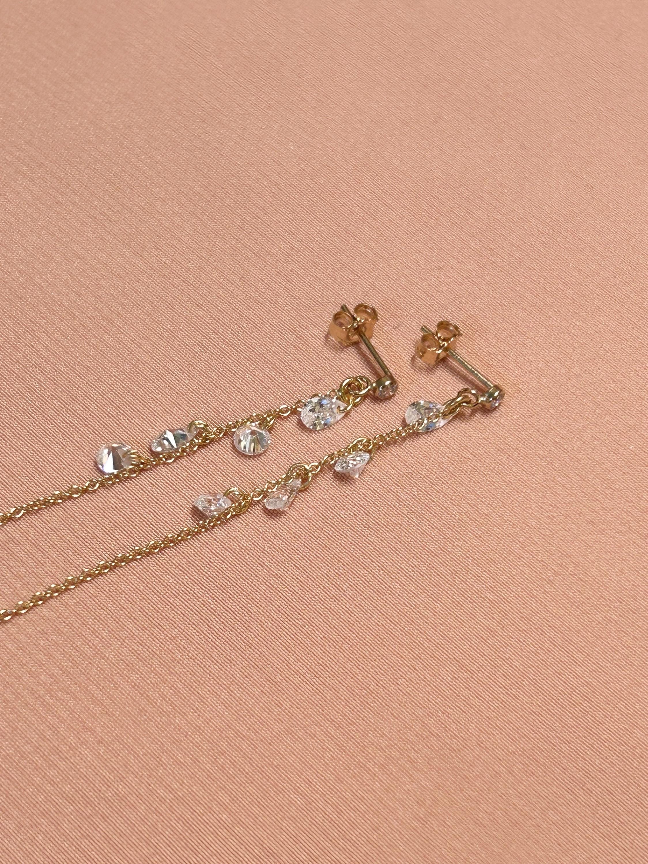 Stud-Threader Mariah CZ Gem Earrings ~ 14kt Gold Filled