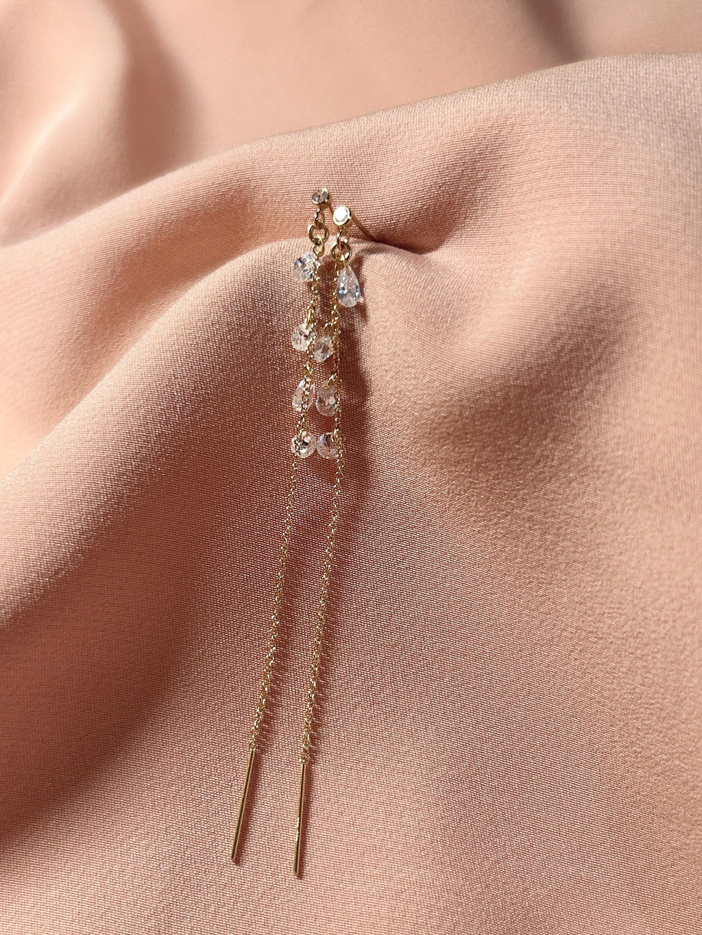Stud-Threader Mariah CZ Gem Earrings ~ 14kt Gold Filled