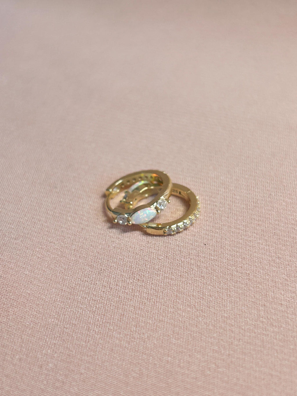 Opal Marquise & Cz Huggies Huggie Earrings