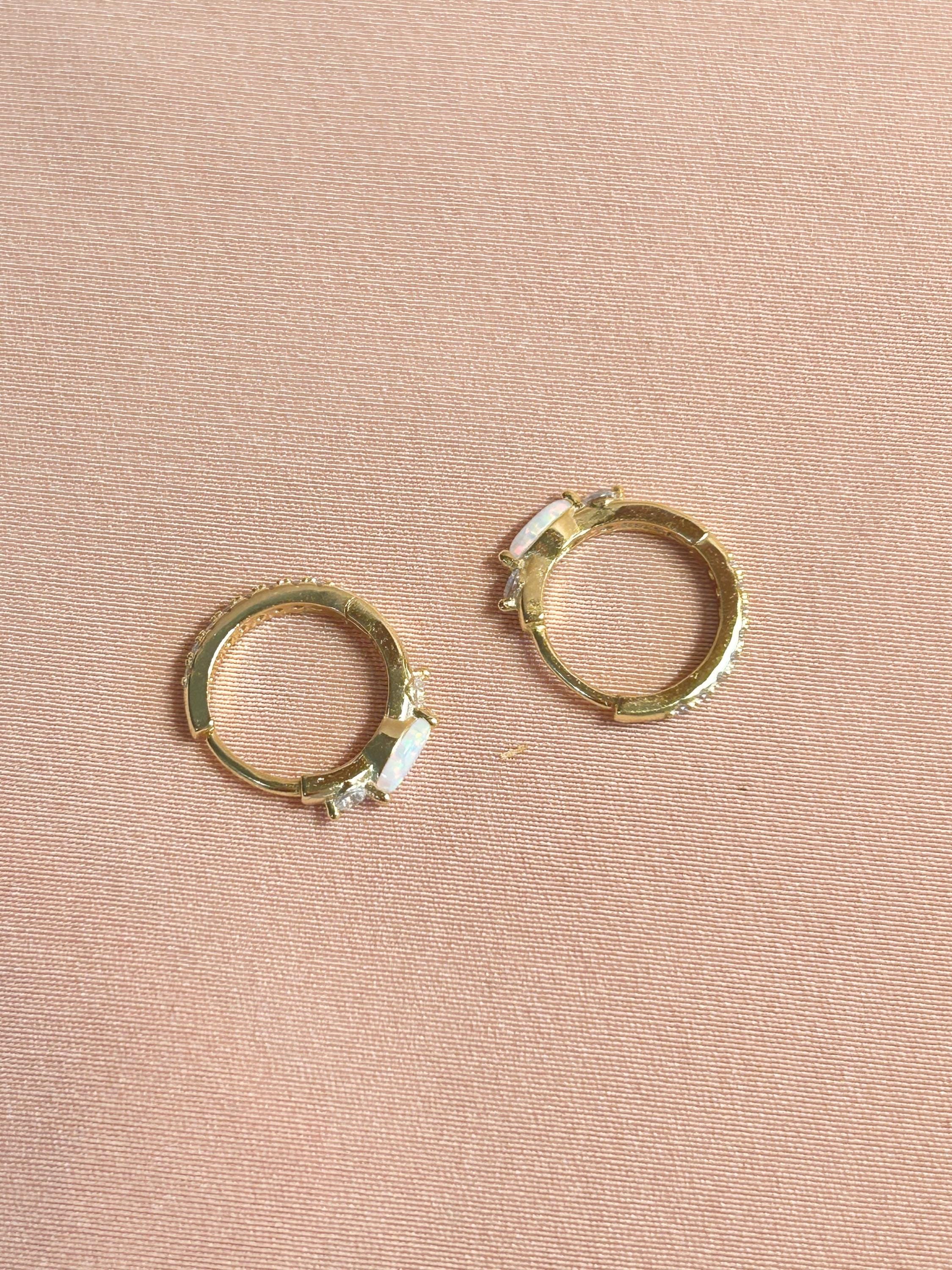 Opal Marquise & Cz Huggies Huggie Earrings