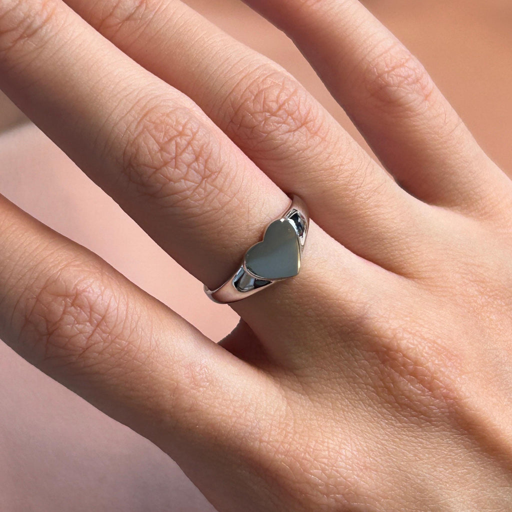 Heart Signet Sterling Silver Ring