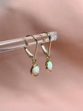 Opal Bezel Leverback Earrings