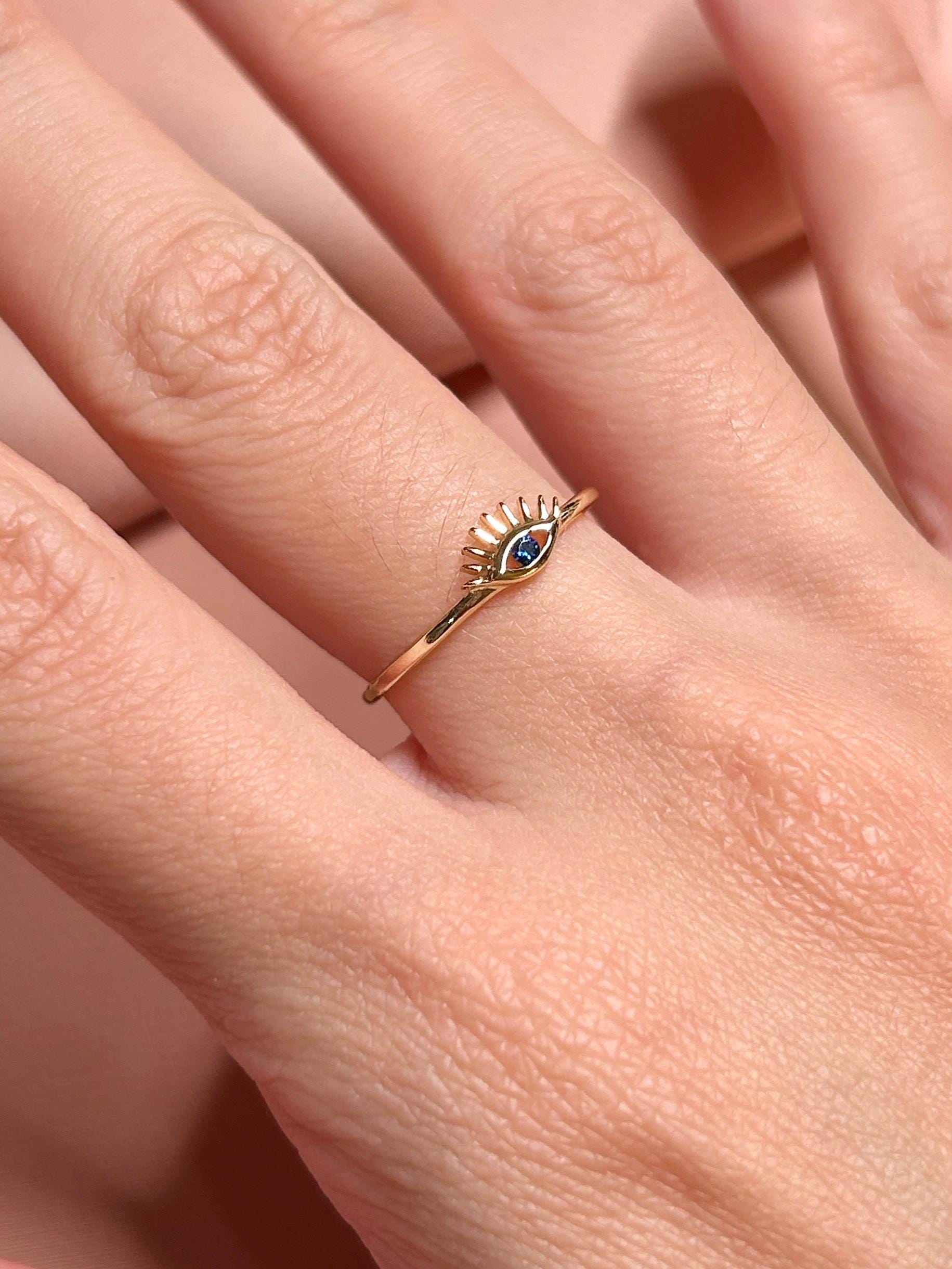 Mimi Blue Eye Nazar Ring ~ Vermeil Ring