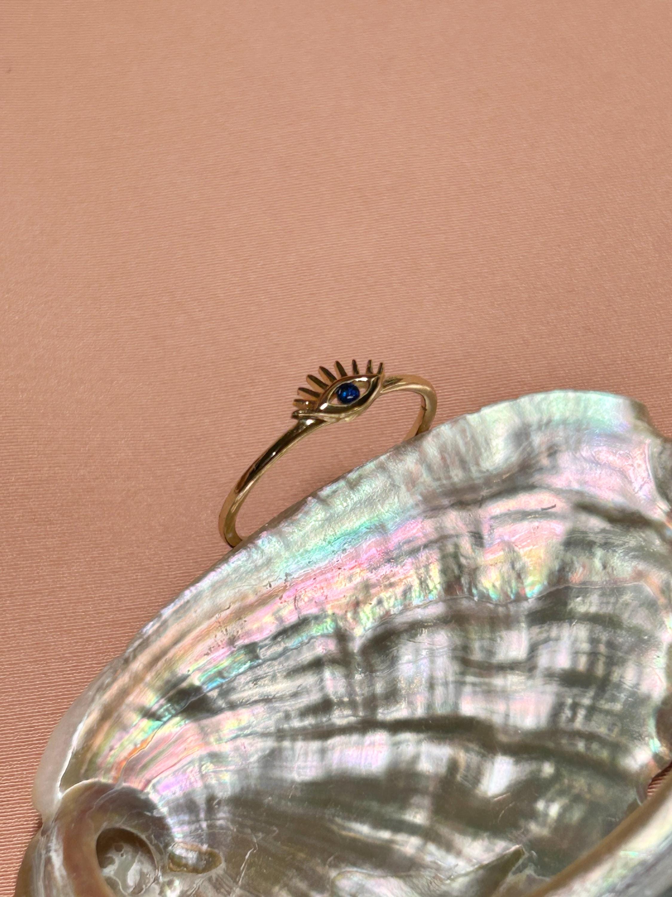 Mimi Blue Eye Nazar Ring ~ Vermeil Ring