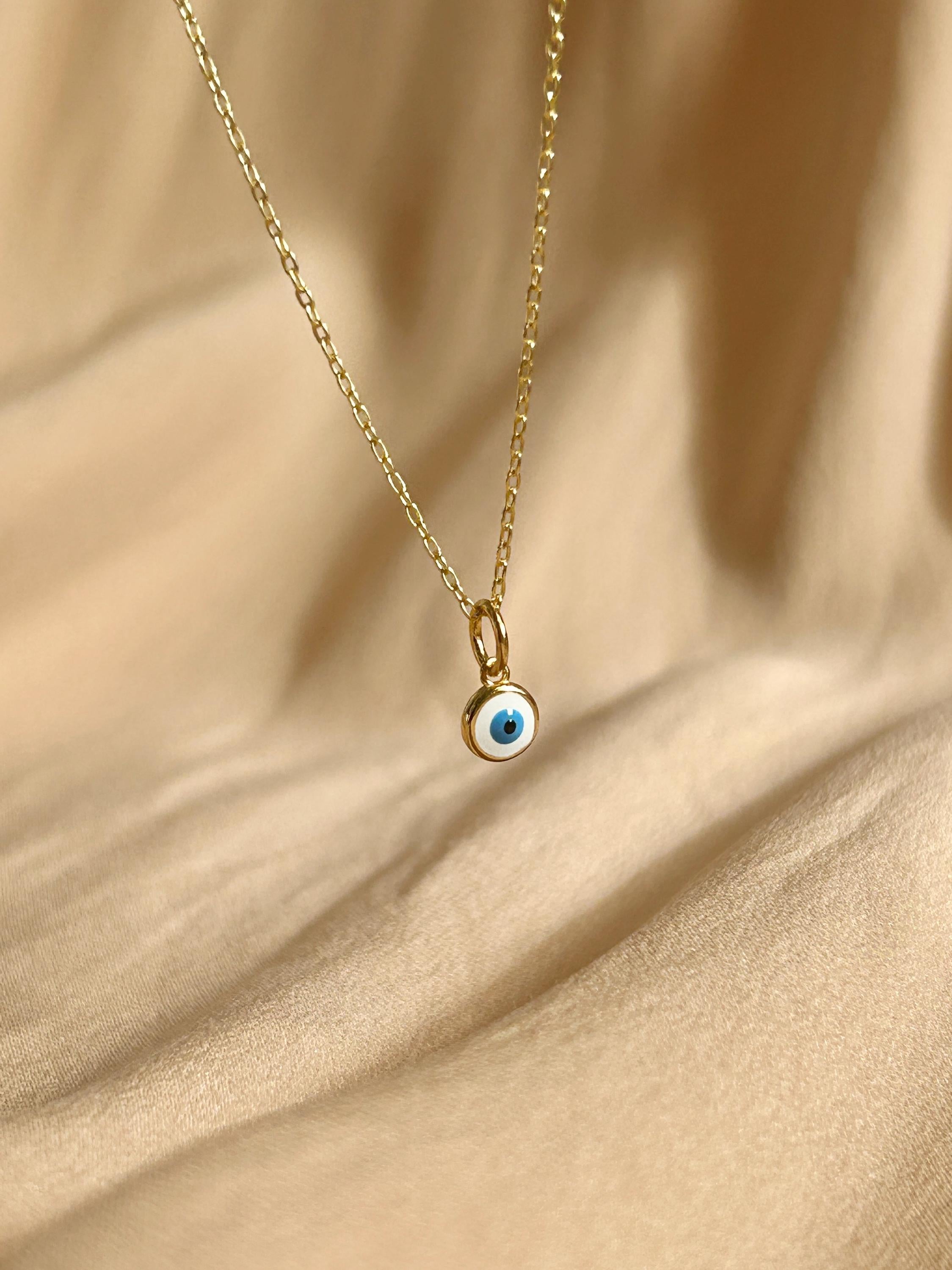 Mimi White Nazar Evil Eye Pendant ~ Vermeil Necklace