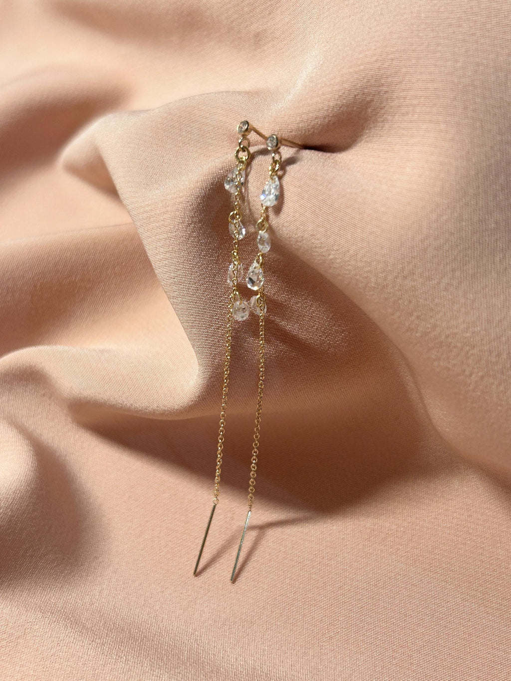 Stud-Threader Mariah CZ Gem Earrings ~ 14kt Gold Filled