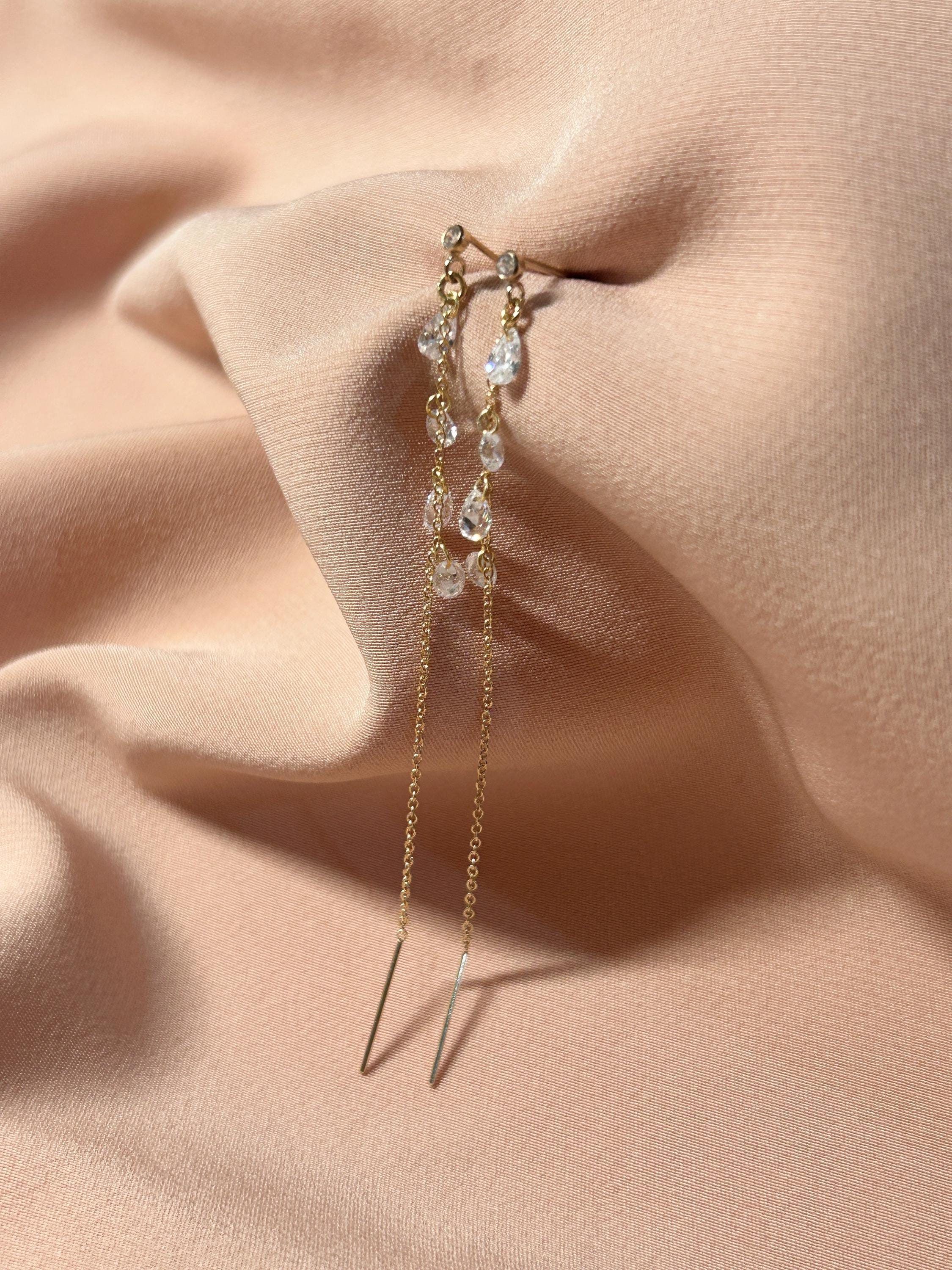 Stud-Threader Mariah CZ Gem Earrings ~ 14kt Gold Filled