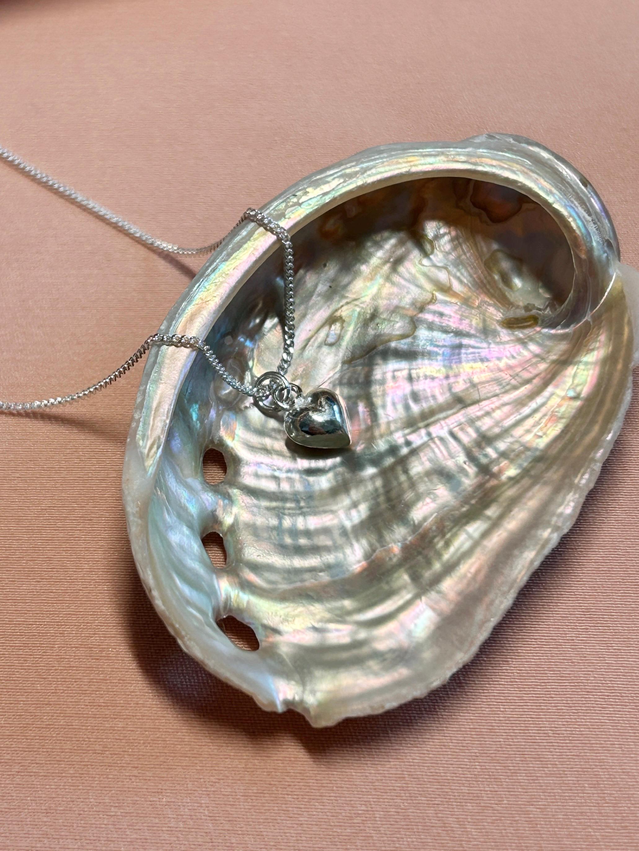 Big Heart Tiny 3D Pendant Necklace ~ Sterling Silver
